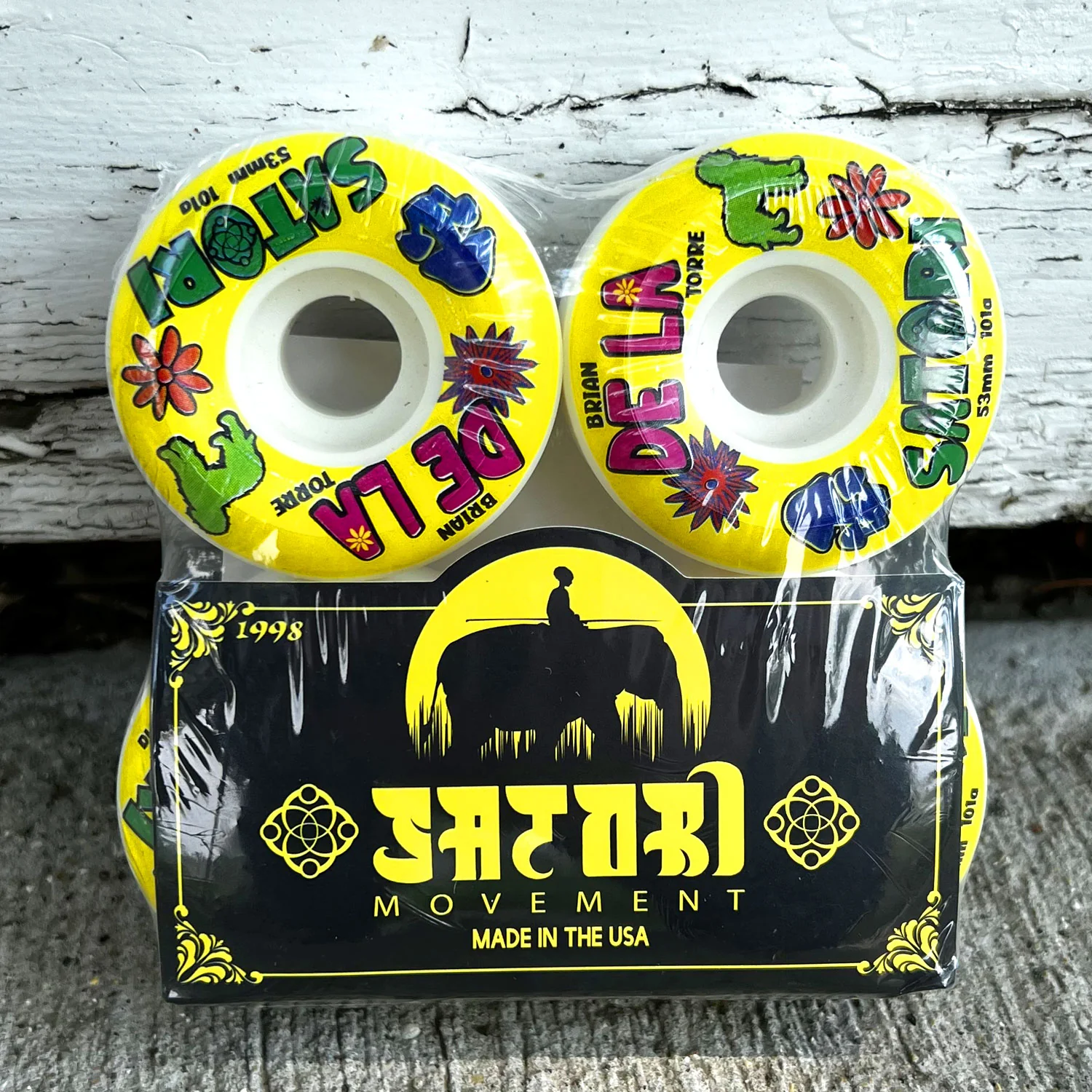 Satori Skateboard Wheels 53mm Brian Delatorre De La Conical 101A with Independent Bearings - Image 4