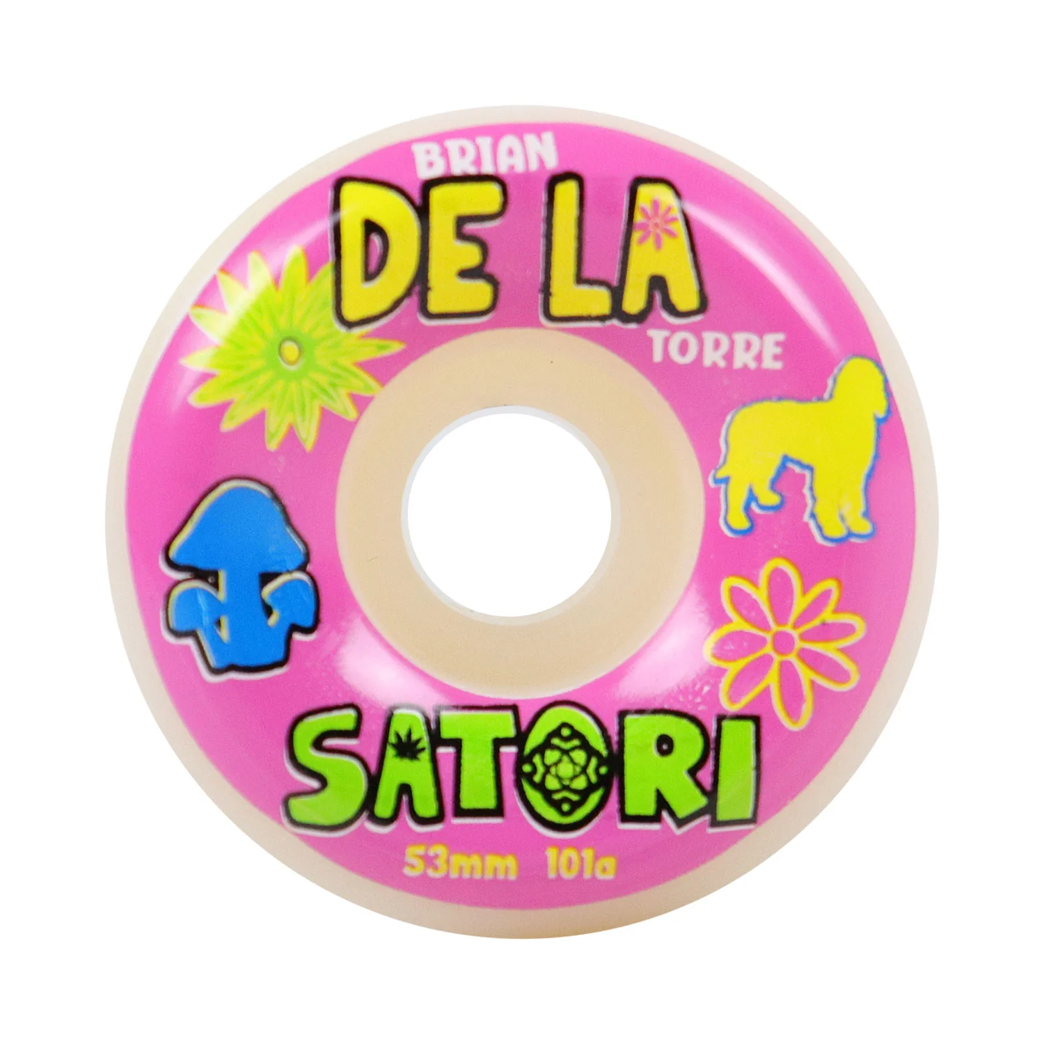Satori Skateboard Wheels 53mm De La V2 Conical 101A with Spitfire Bearings - Image 2