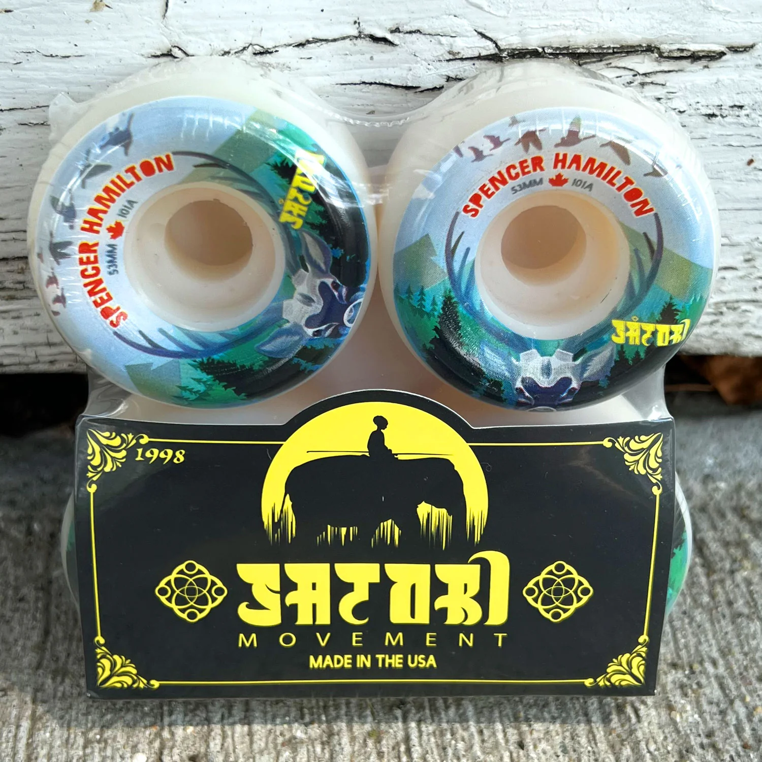 Satori Skateboard Wheels 53mm Spencer Hamilton Canada 101A with Spitfire Bearings - Image 4