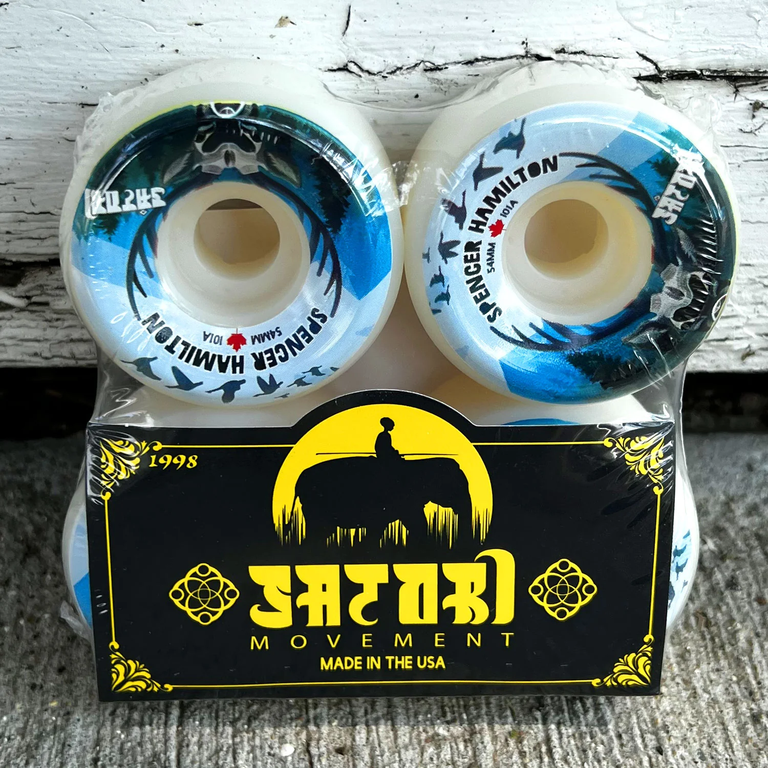 Satori Skateboard Wheels 54mm Spencer Hamilton Canada Conical 101A with Spitfire Bearings - Image 4
