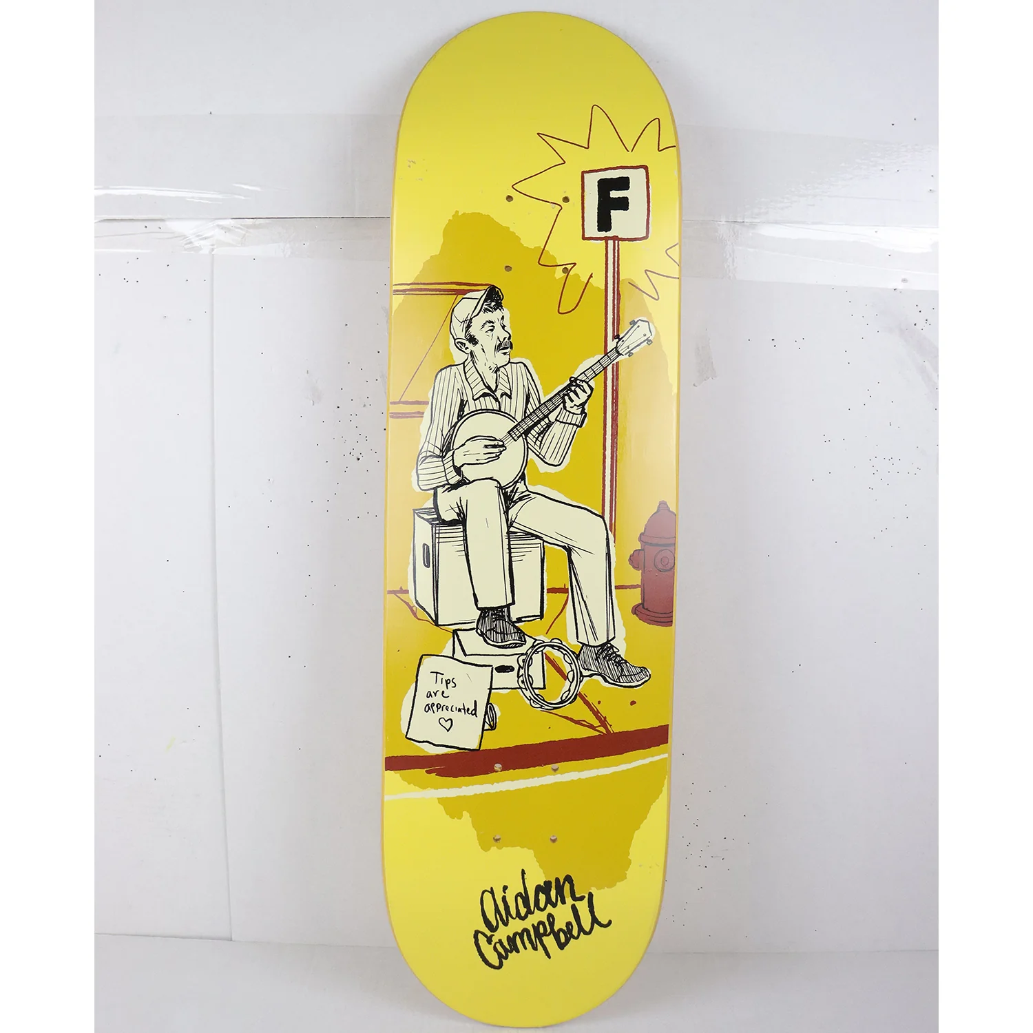 Scratched Foundation Skateboard Deck Adian Campbell Busker 8.5" x 31.75"