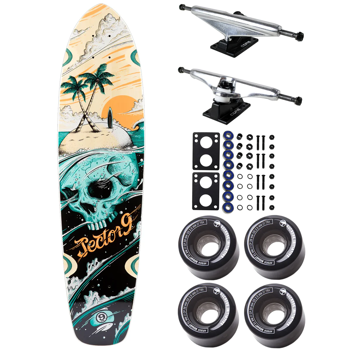 Sector 9 Longboard Cruiser Stranded Strand Bamboo/Maple Arbor Wheels Package