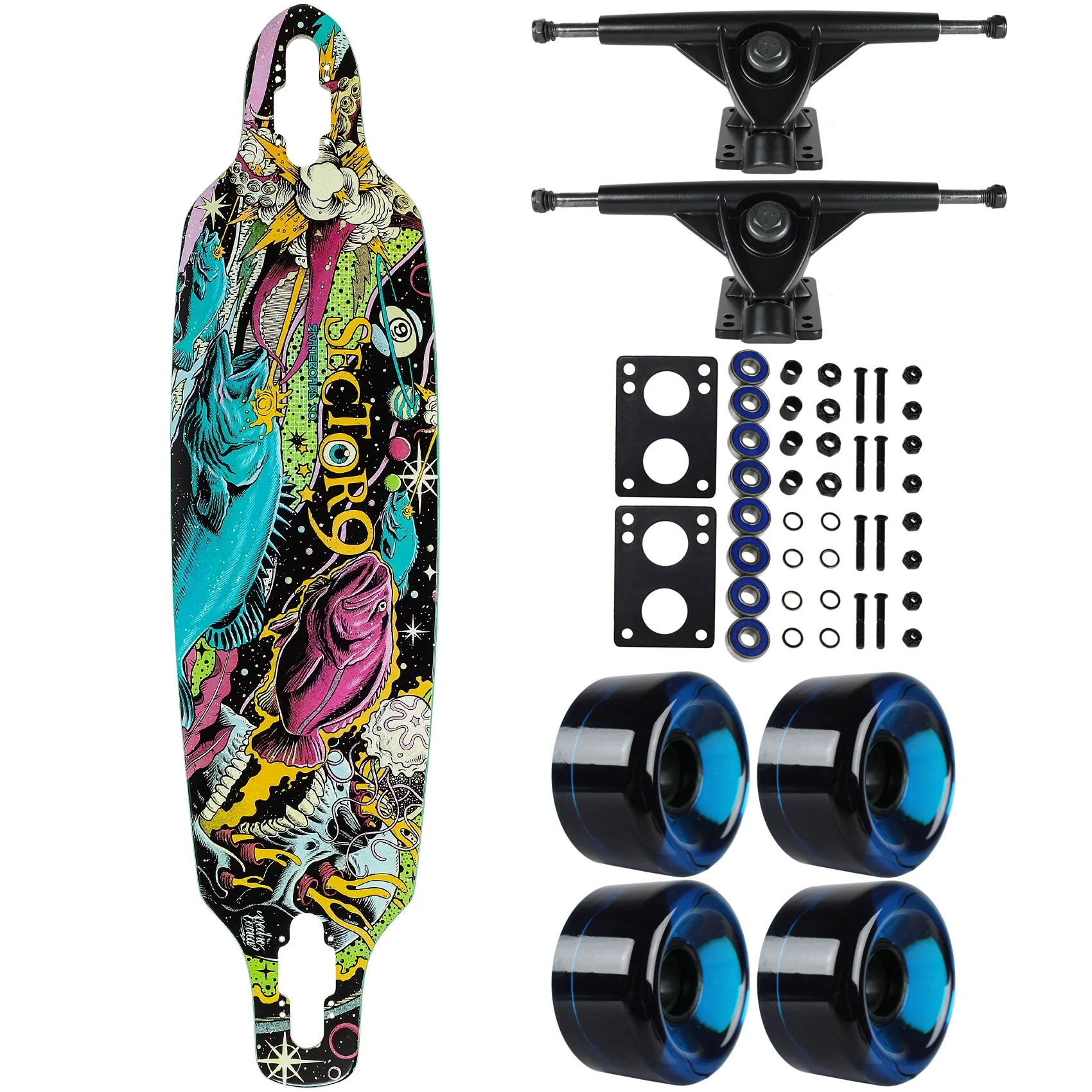 Sector 9 Longboard Fractal Battle 9.0" x 36" Drop Through with Complete Parts Package