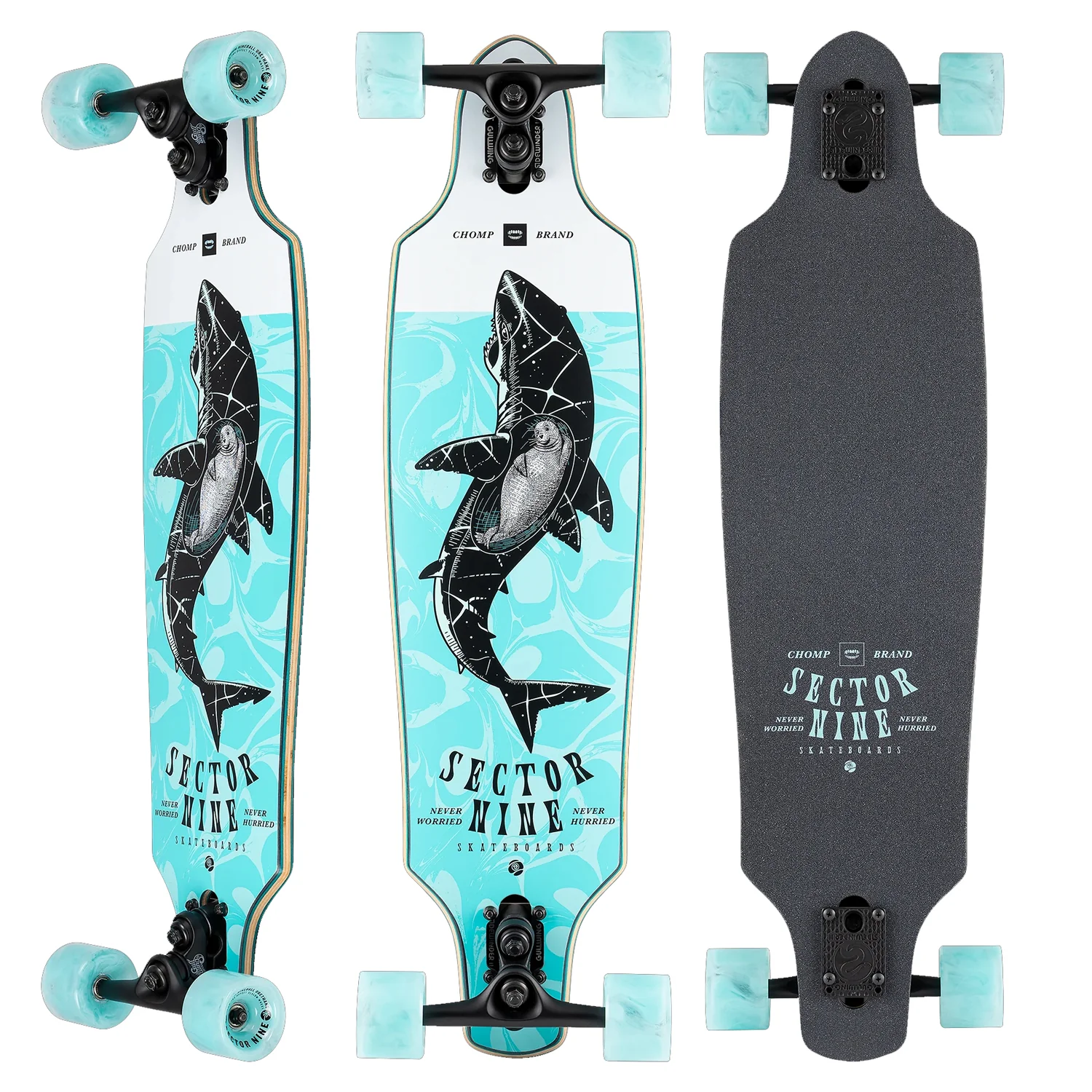 Sector 9 Longboard Roundhouse Great White Drop Through Complete 8.85" x 34"