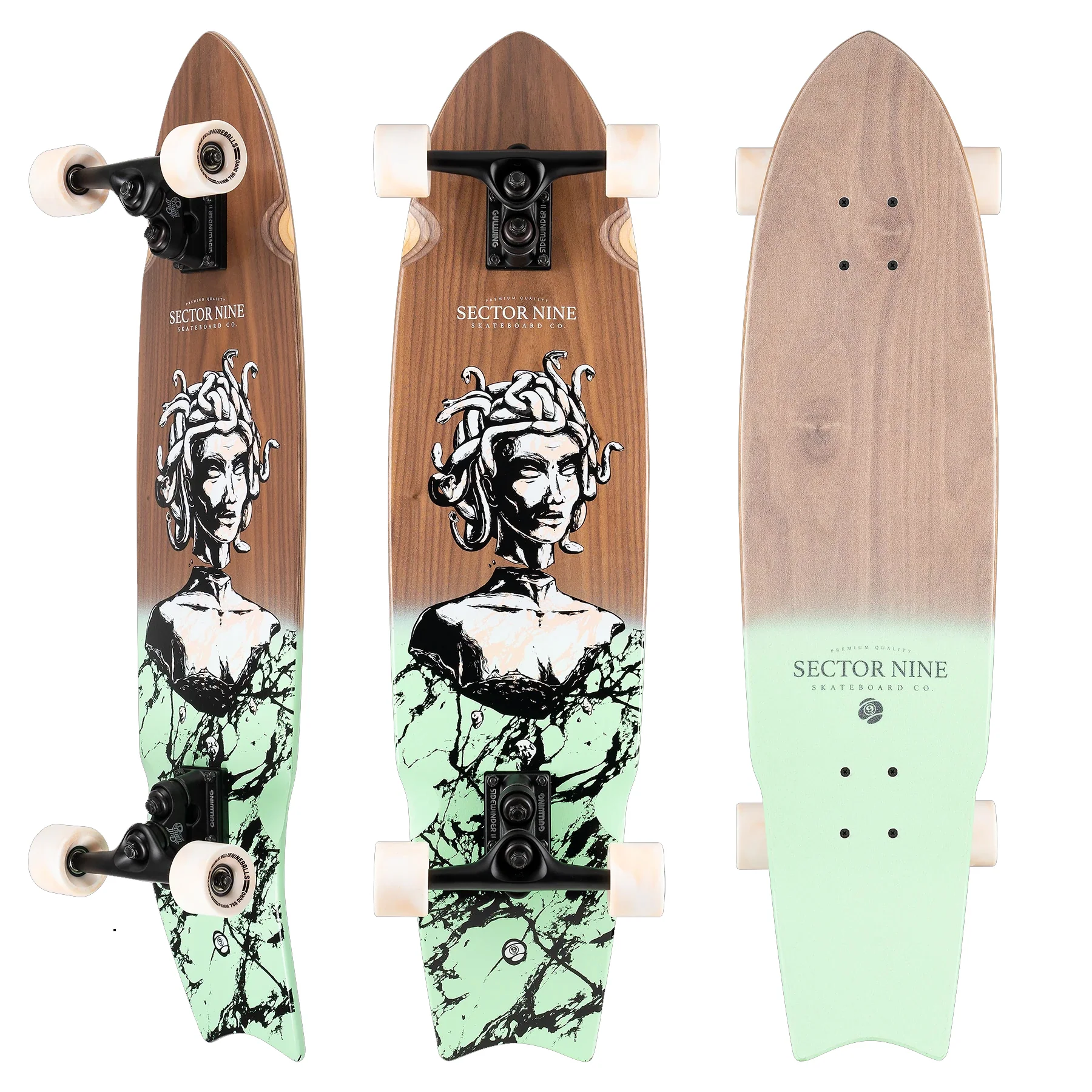 Sector 9 Longboards Gorgon Unagi Kicktail Cruiser 8.75" x 34.5"