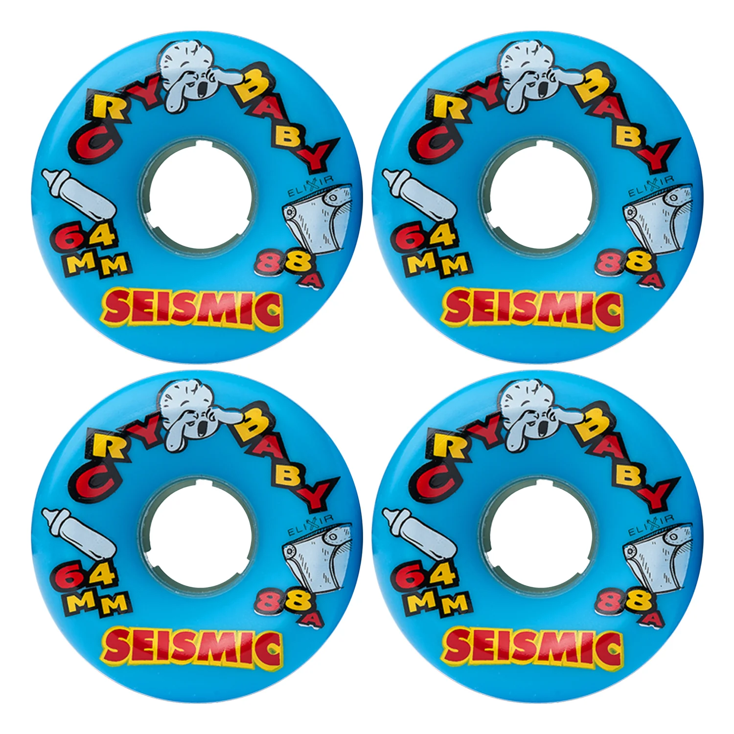 Seismic Wheels Cry Baby Blue 64mm x 42mm 88A