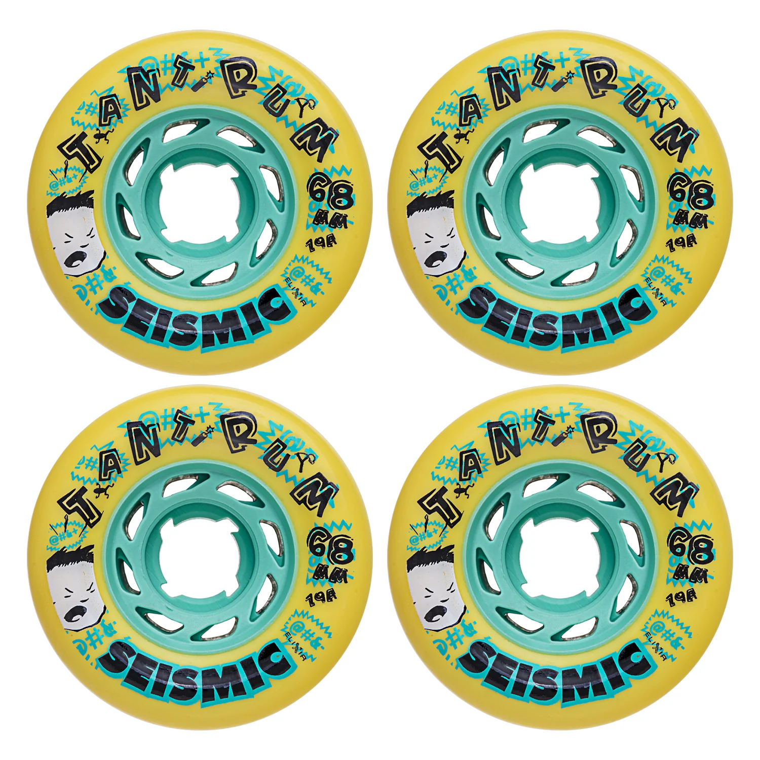Seismic Wheels Tantrum Yellow 68mm x 43mm 79A