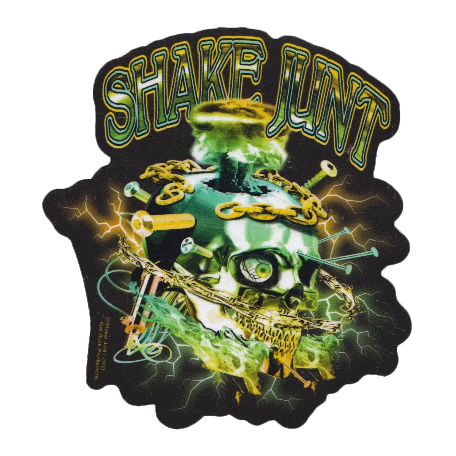 Shake Junt Skateboard Sticker Skull Skrew 4" x 4.5"