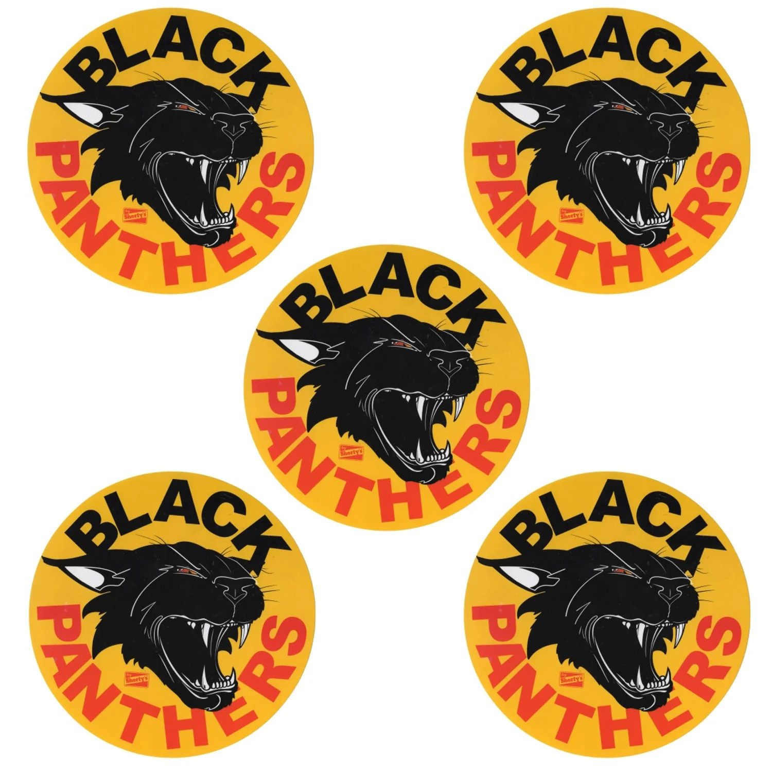 Shortys Black Panthers Skateboard Sticker Circle 4" 5-Pack