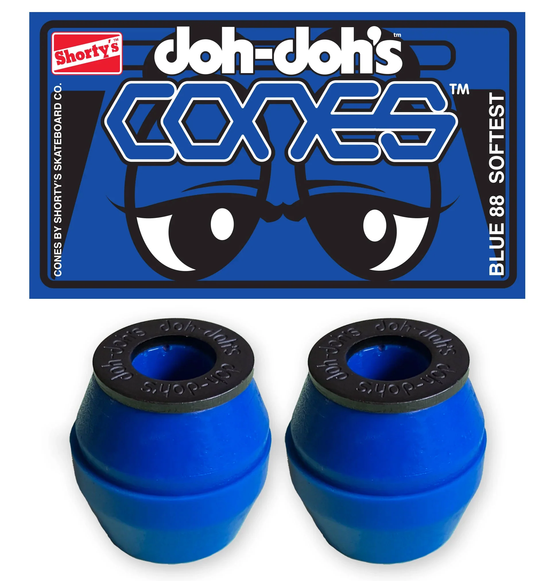 Shorty's Skateboard Bushings Doh Doh's Cones 88A Blue Softest - Image 2