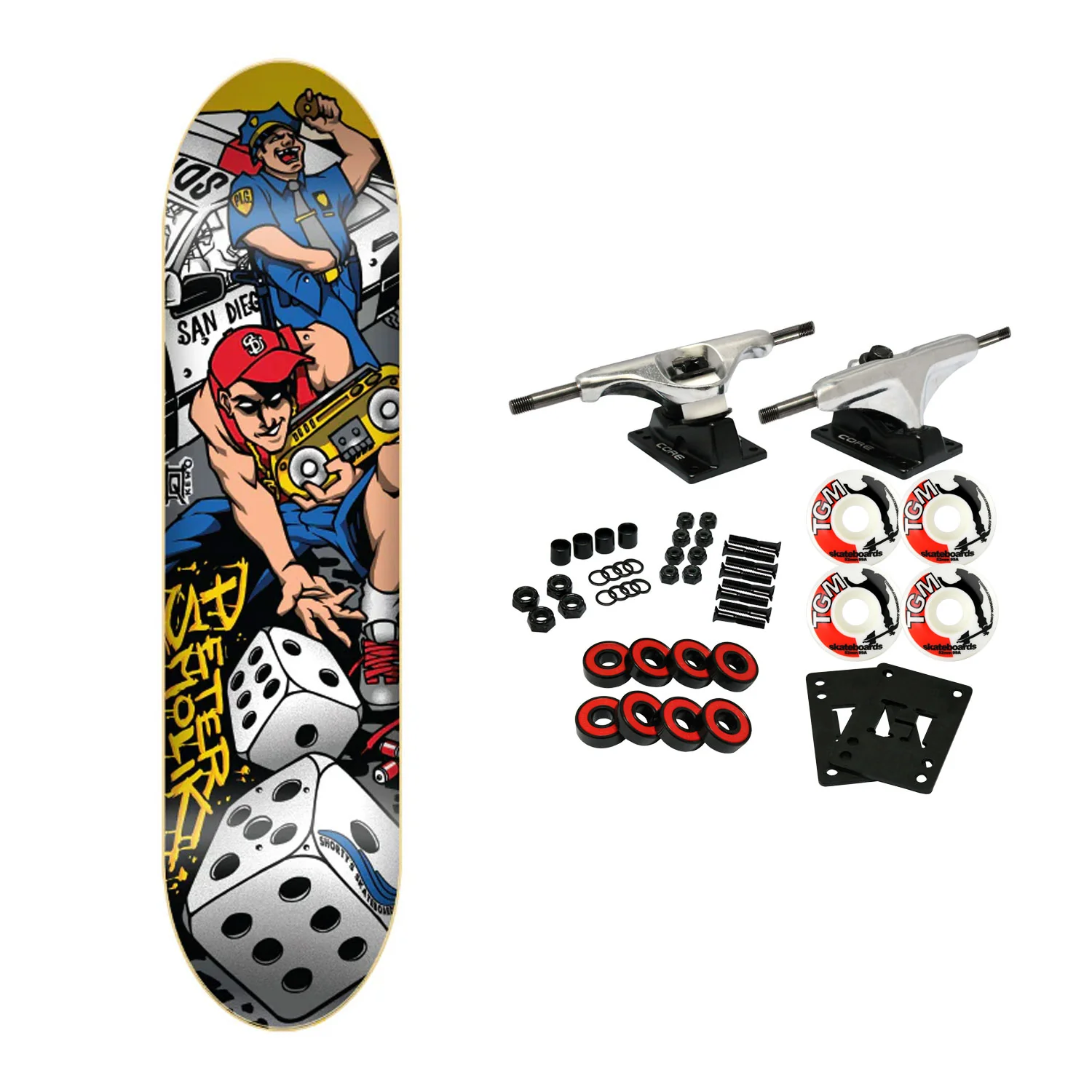 Shorty's Skateboard Complete Smolik Dice 8.125"