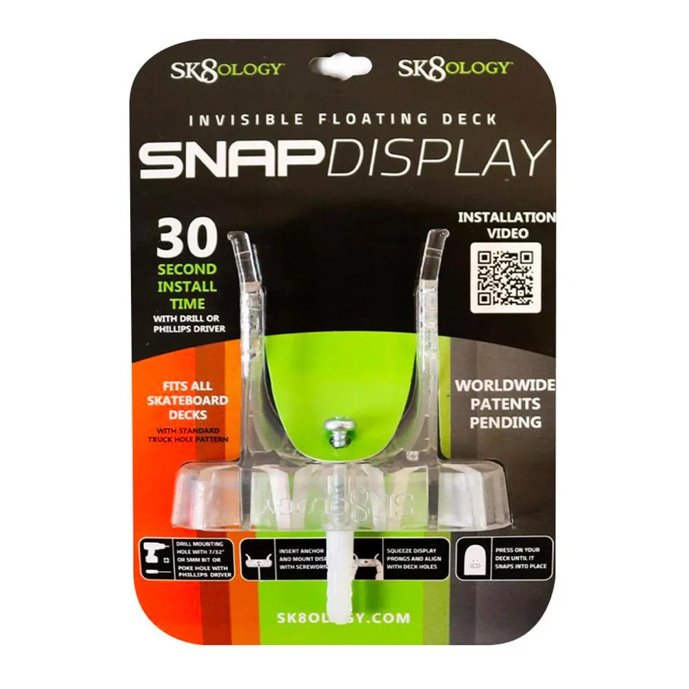 Sk8ology Snap Skateboard Deck Hanger Clear Hanging Display Mount