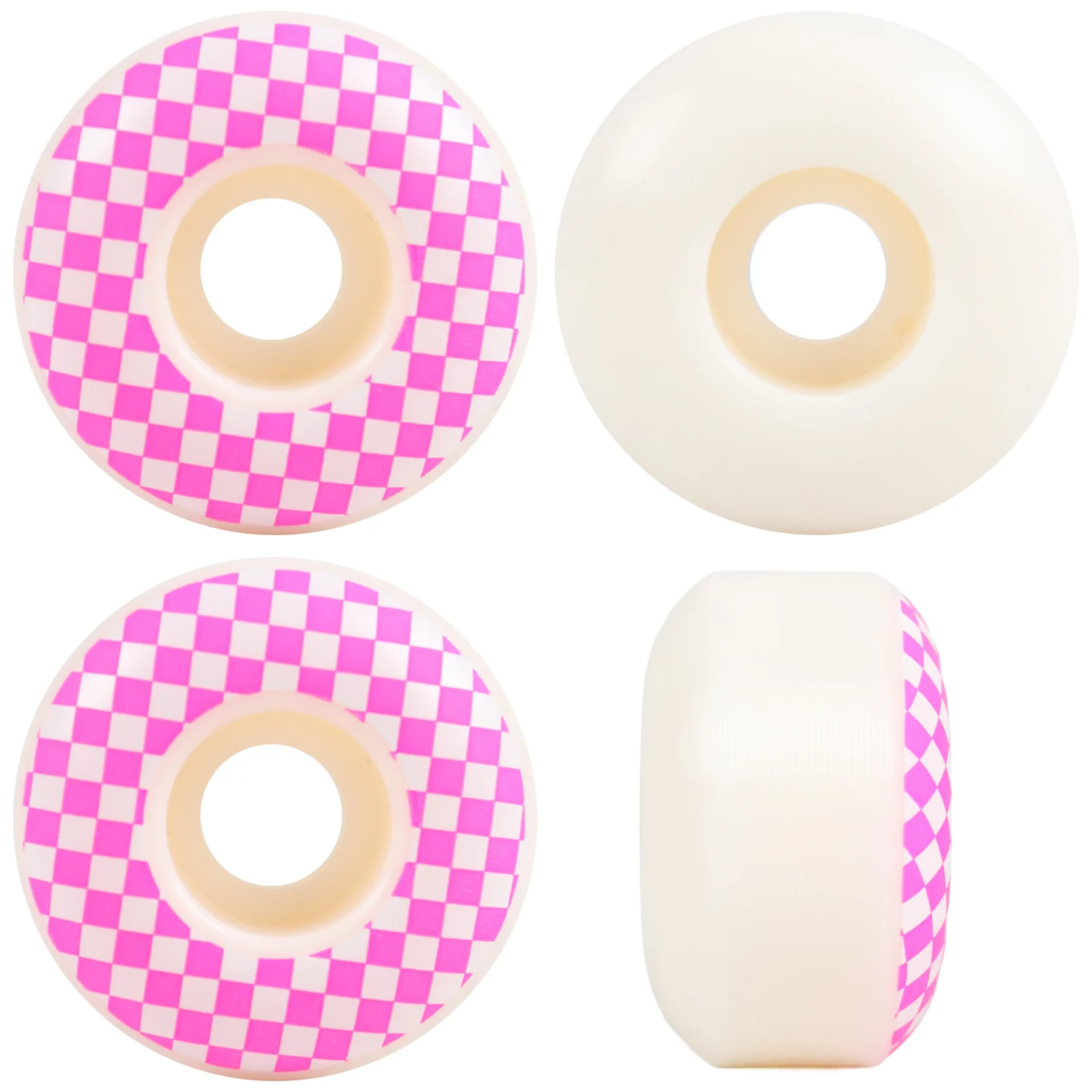 Skateboard Wheels 52mm x 31mm 100A High Rebound Checker White/Pink