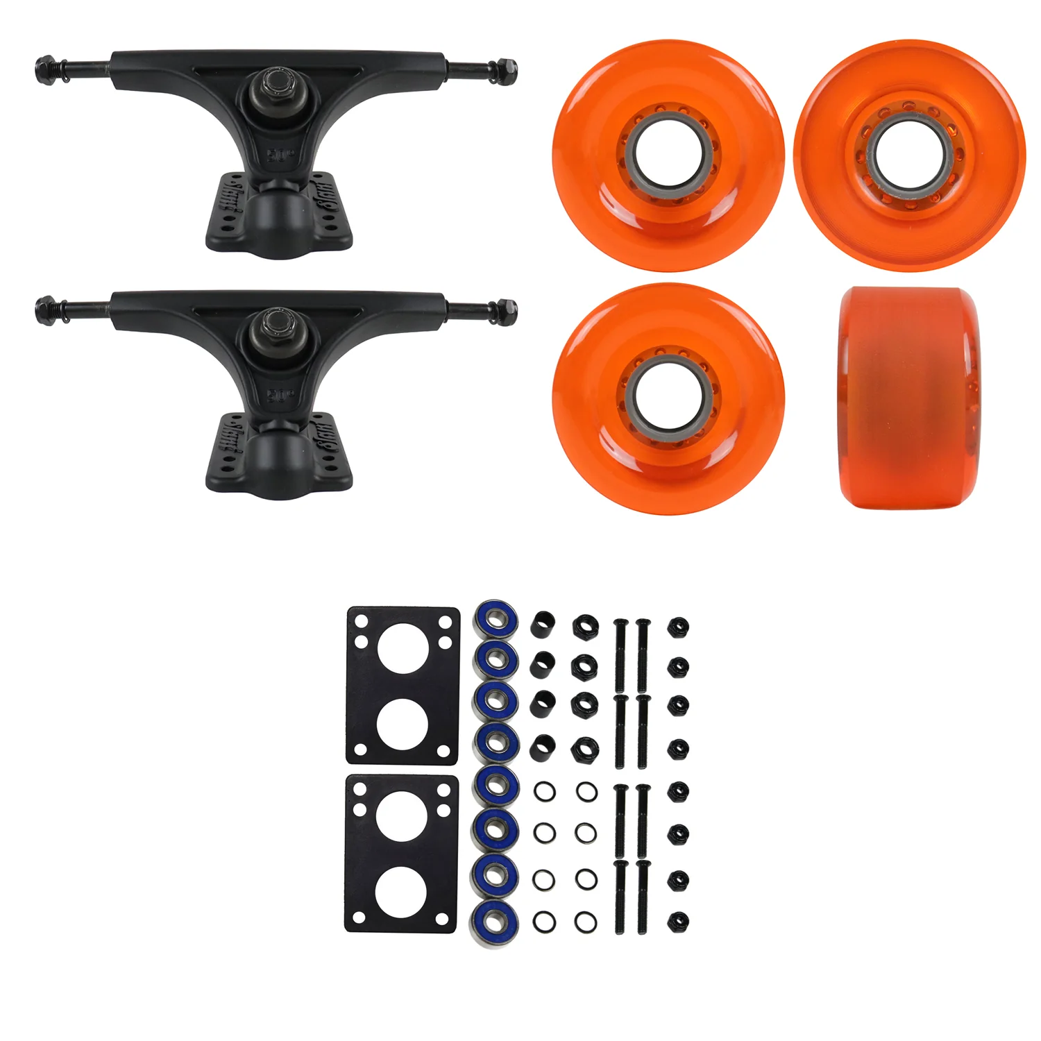 Slant Longboard Trucks with 70mm Wheels, Abec 7 Bearings, Hardware, and Risers - Image 17