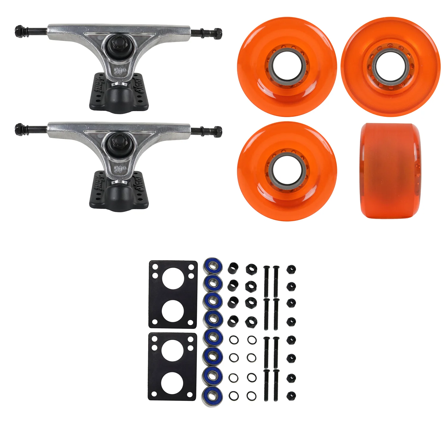 Slant Longboard Trucks with 70mm Wheels, Abec 7 Bearings, Hardware, and Risers - Image 18