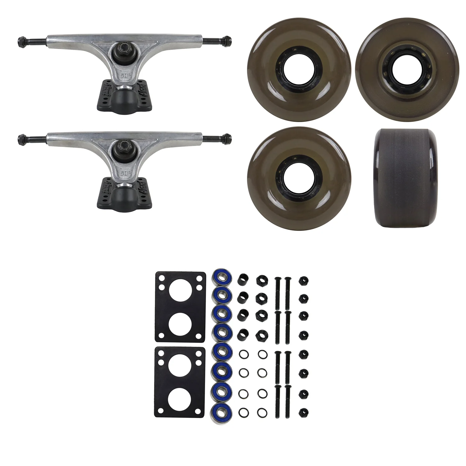 Slant Longboard Trucks with 70mm Wheels, Abec 7 Bearings, Hardware, and Risers - Image 22