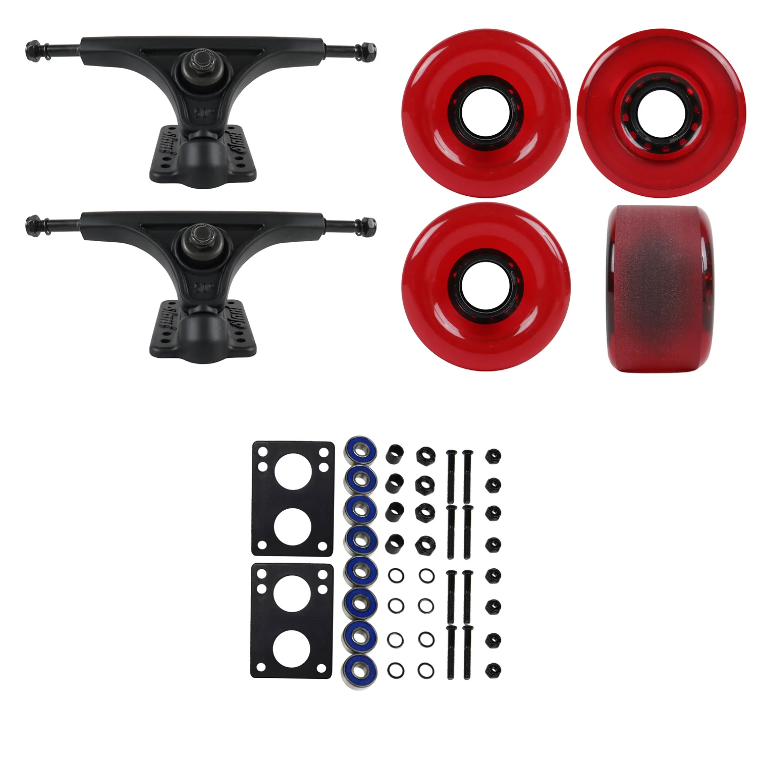 Slant Longboard Trucks with 70mm Wheels, Abec 7 Bearings, Hardware, and Risers - Image 24