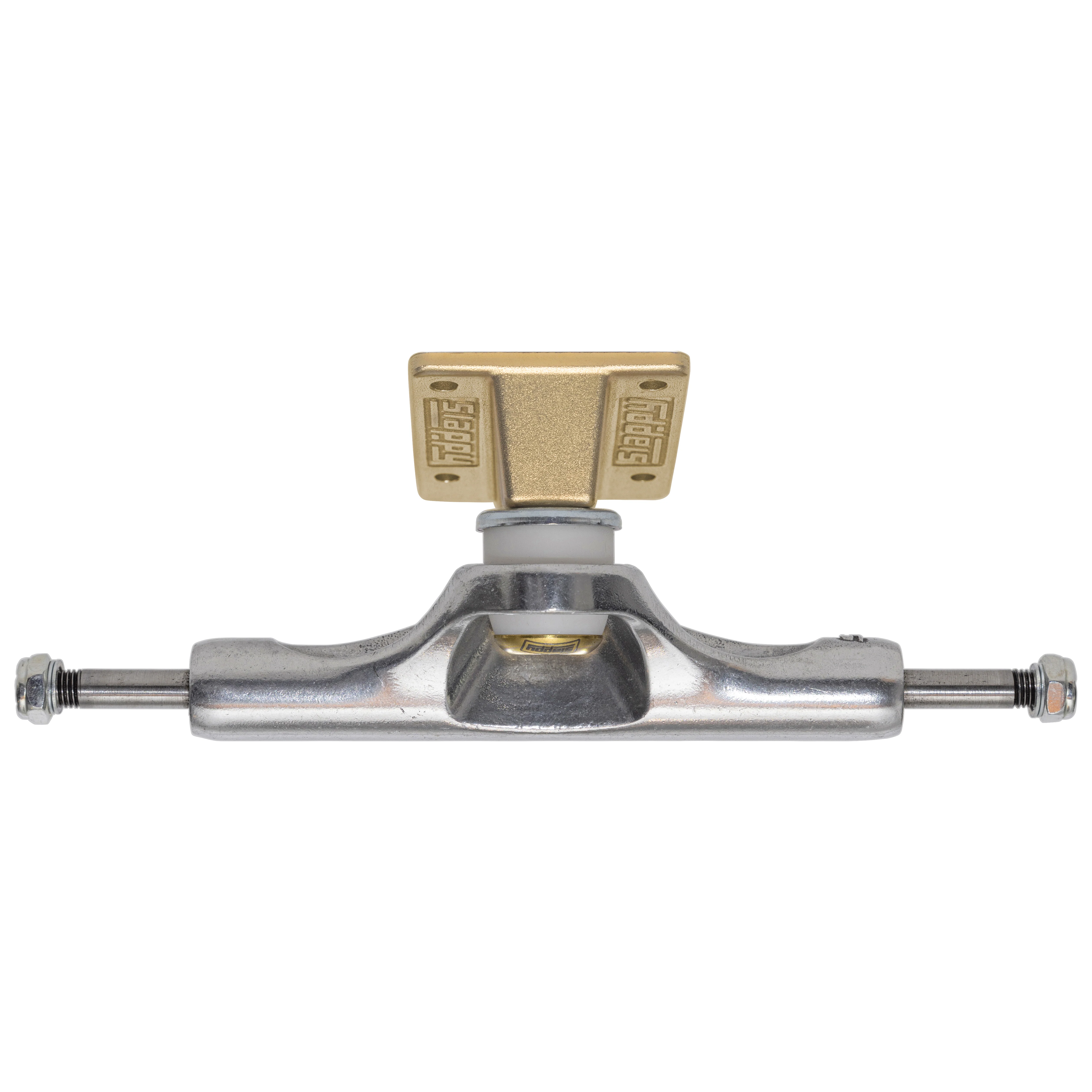 Slappy Skateboard Trucks Inverted Hollow Lights Ultra Low Kingpin 8.25" Polished/Gold/Gold - Image 3