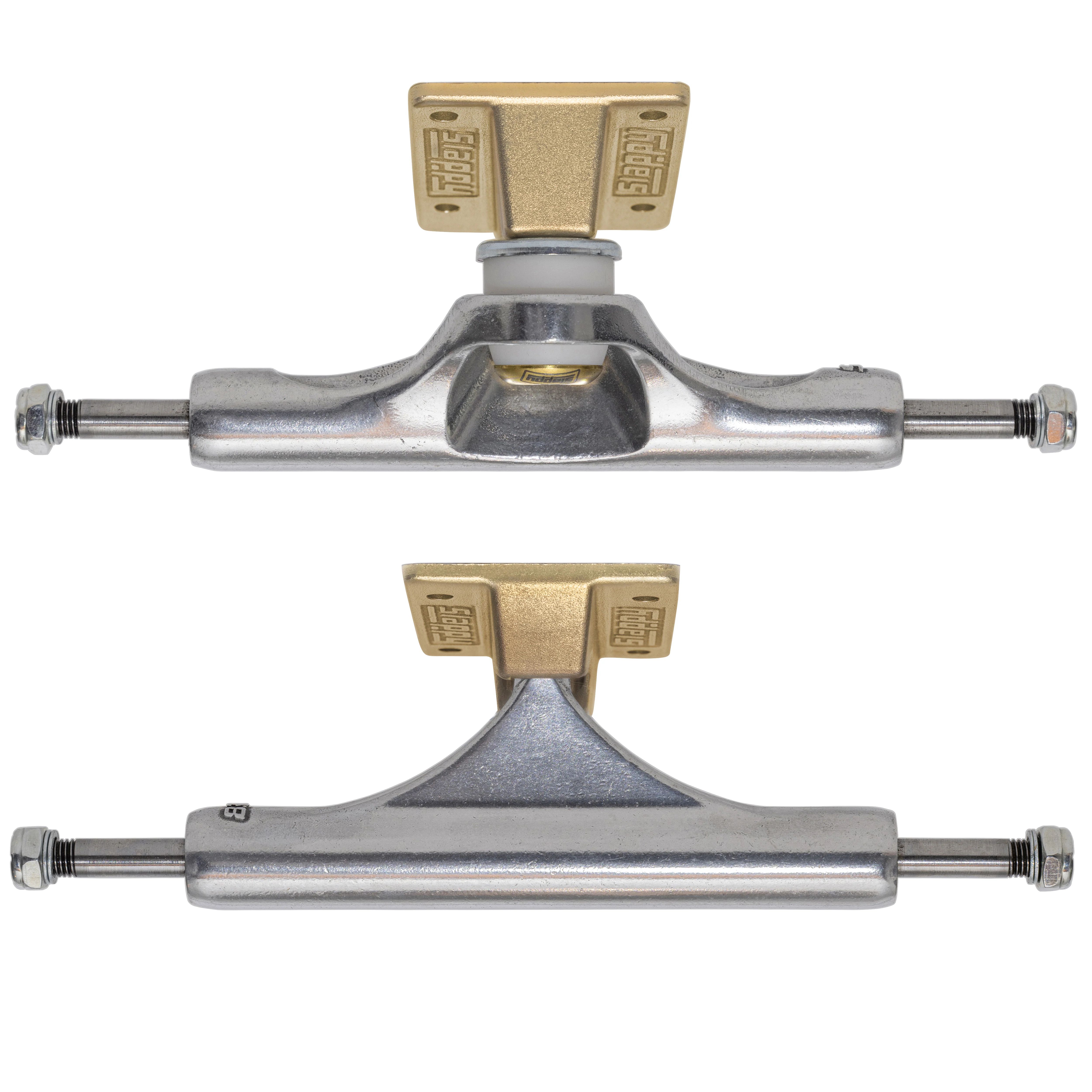 Slappy Skateboard Trucks Inverted Hollow Lights Ultra Low Kingpin 8.5" Polished/Gold/Gold