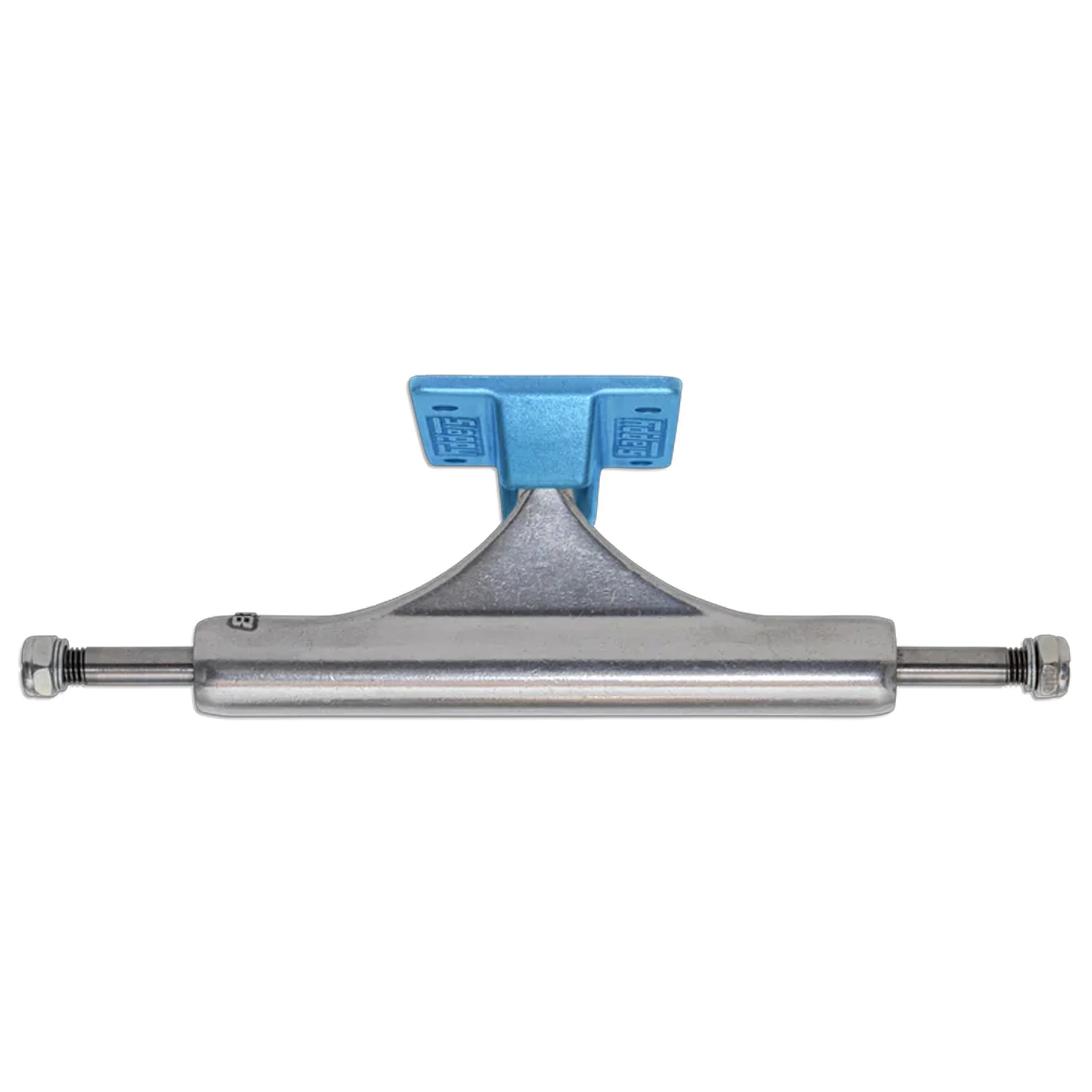Slappy Skateboard Trucks Inverted Hollow Lights Ultra Low Kingpin 8.5" Silver/Light Blue - Image 2