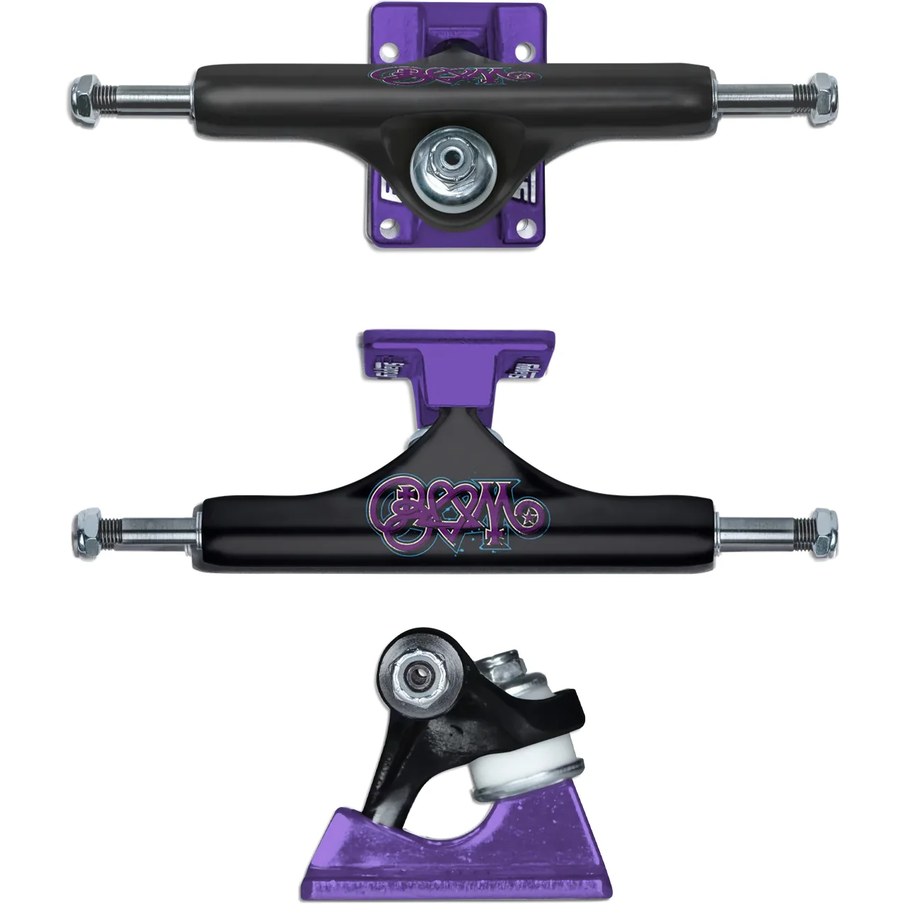 Slappy Skateboard Trucks ST1 Hollow Bam Margera Black/Purple 8.25" - Image 6