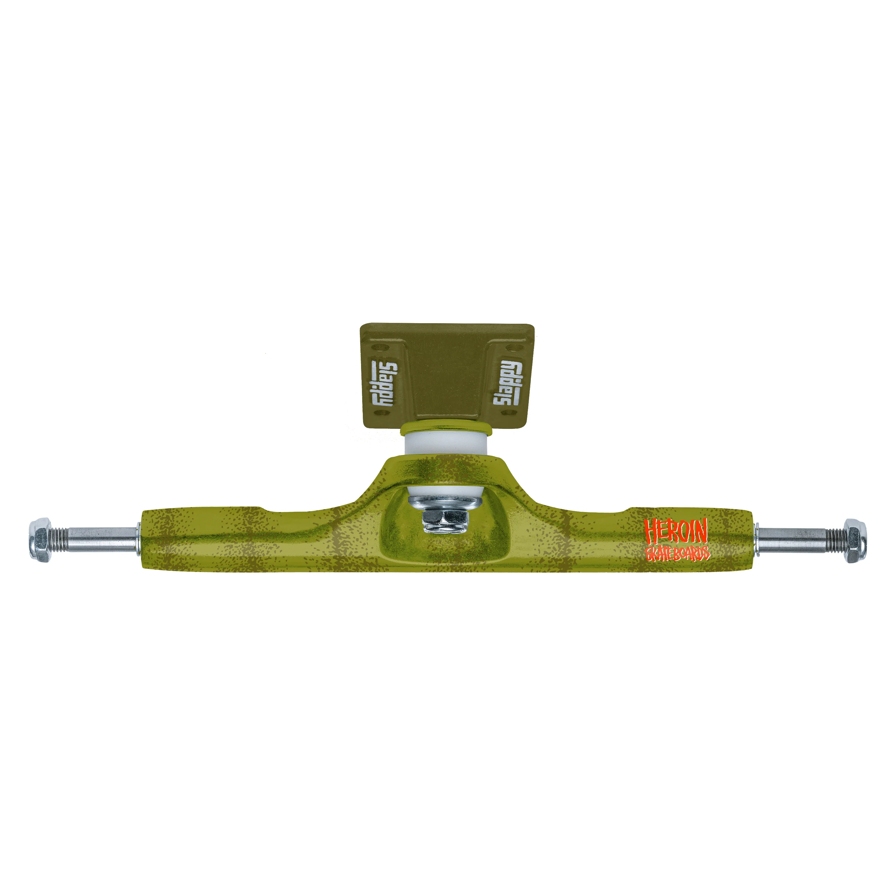 Slappy X Heroin Skateboard Trucks ST1 Hollow Pickle Green 11" (Pair) - Image 3