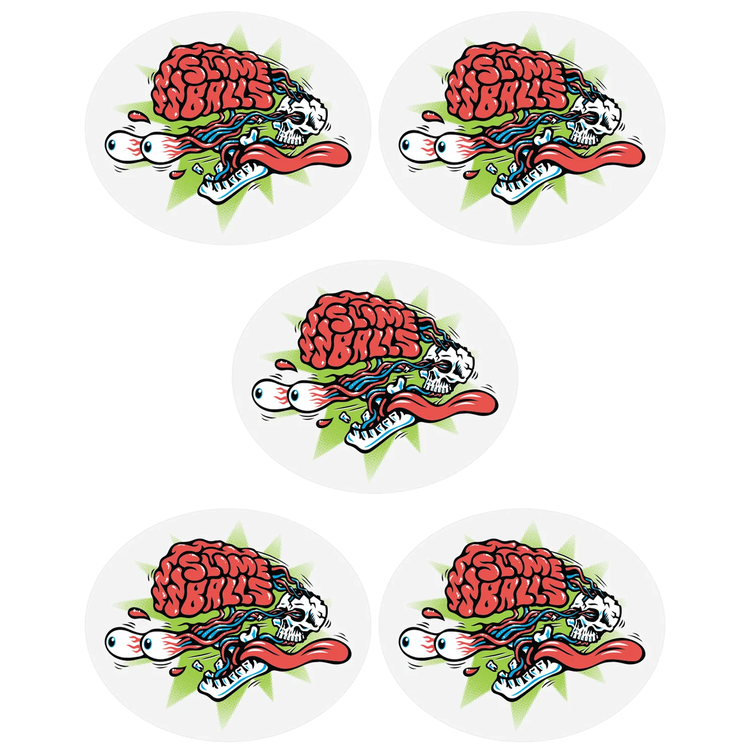 Slime Balls Skateboard Sticker Brain Buster Multi 3.5" 5-Pack