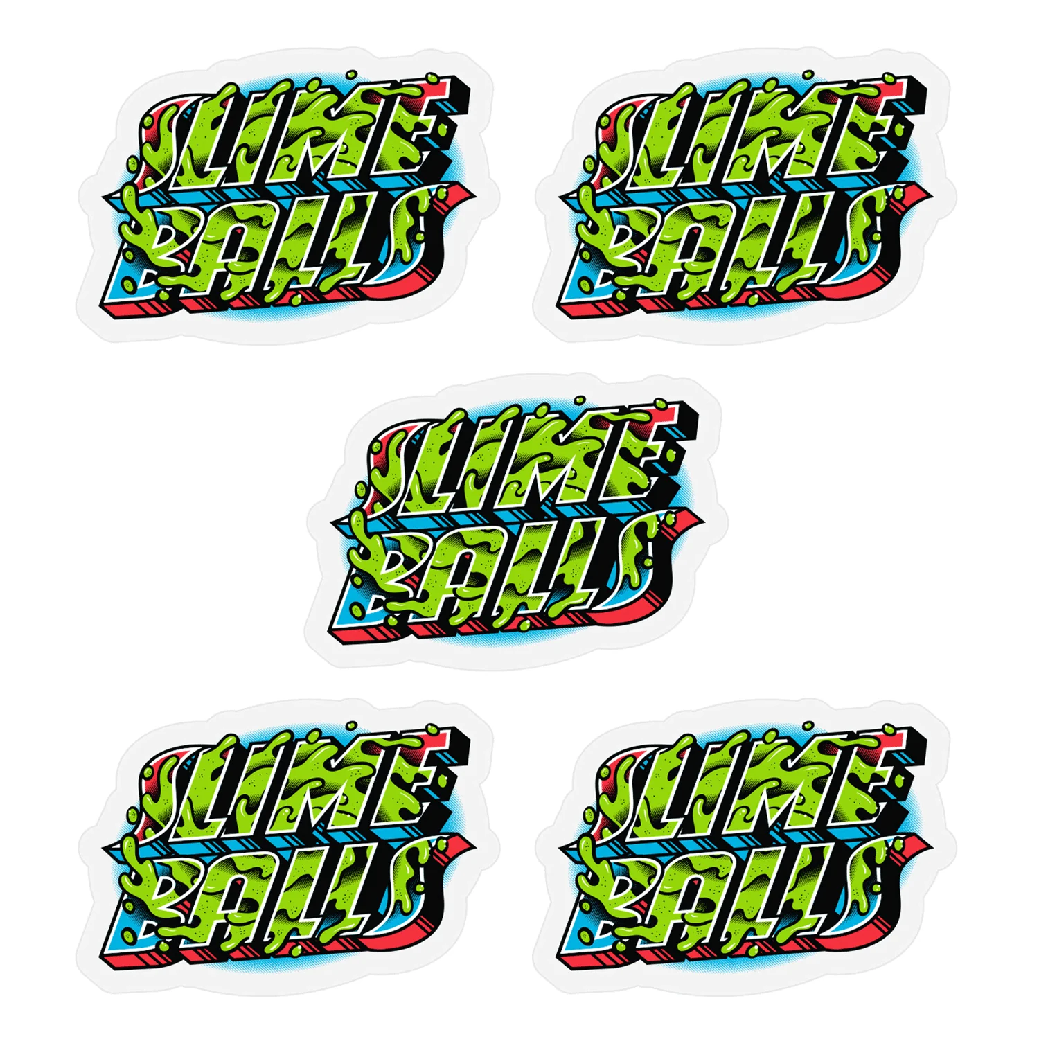 Slime Balls Skateboard Sticker Greetings from SB Multi 3.5" 5-Pack