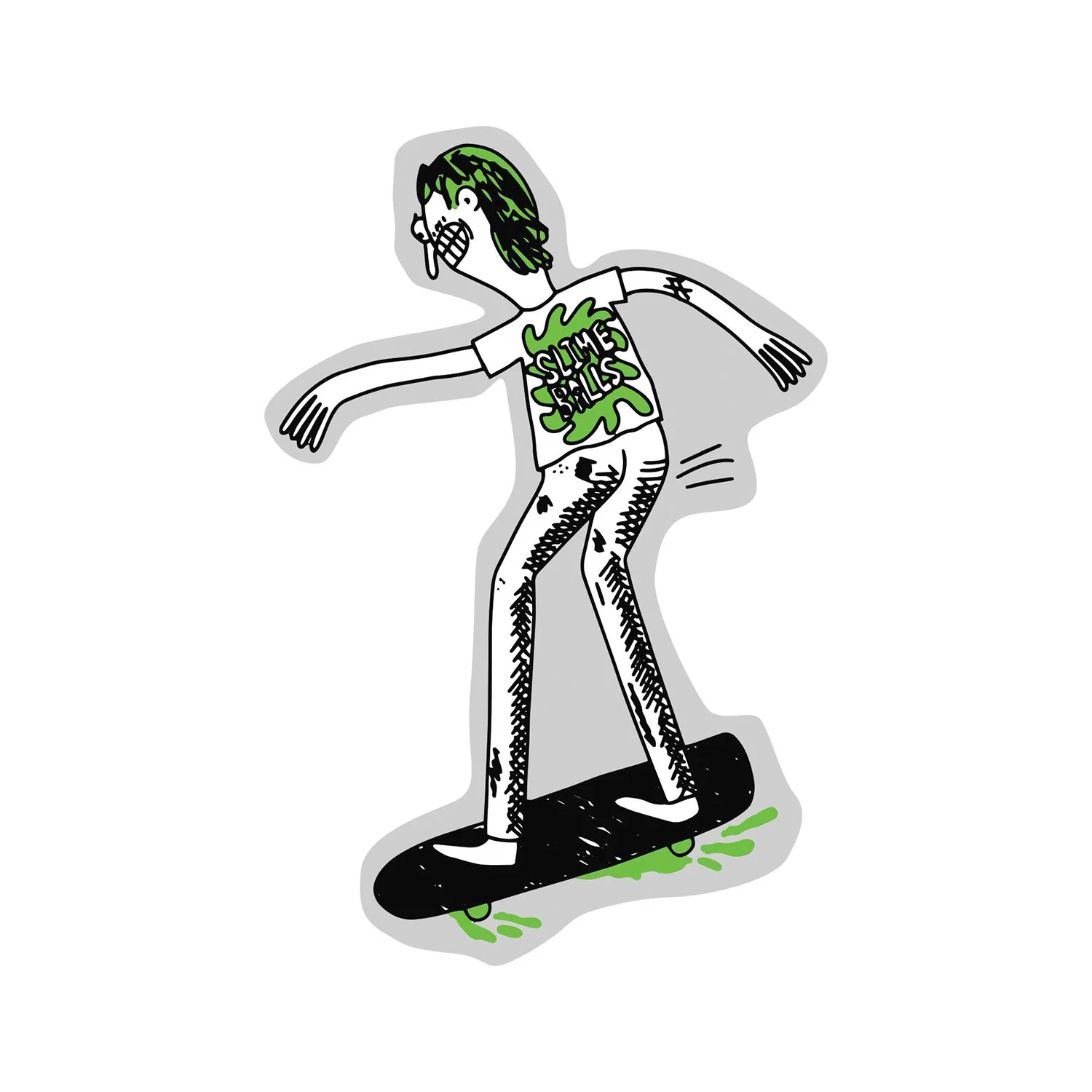 Slime Balls Skateboard Sticker Jay Howell Slime Misfit Clear Mylar Black/Green 2.25" x 3.5"