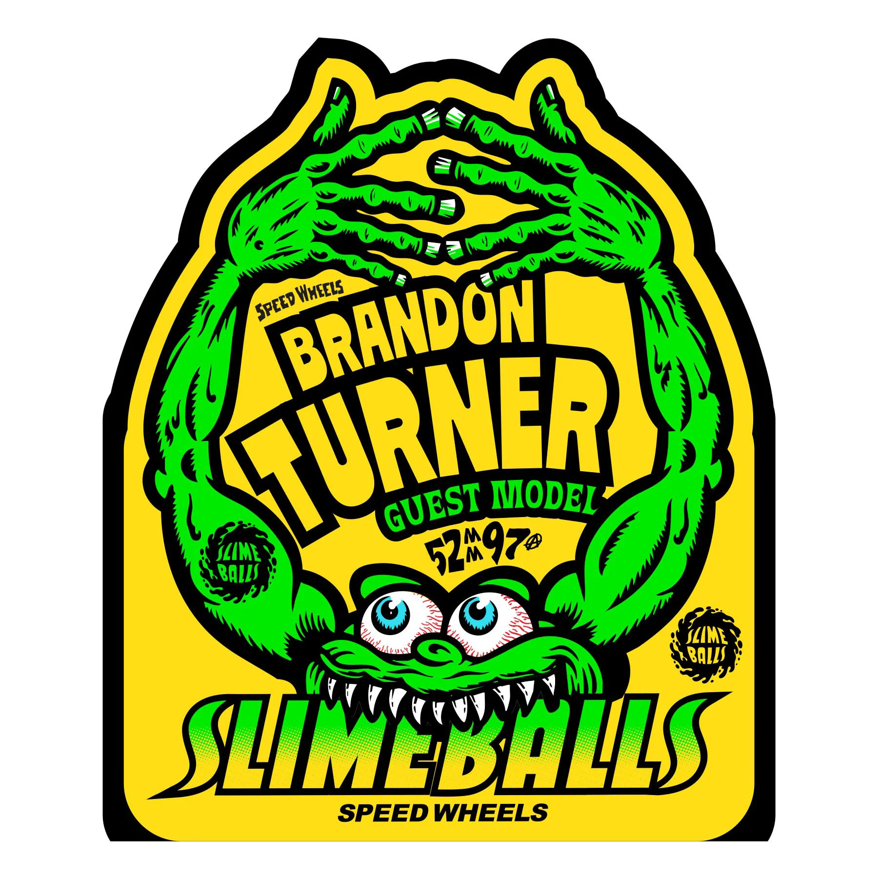 Slime Balls Skateboard Wheels 52mm Brandon Turner Guest Chubbies 97A White - Image 5