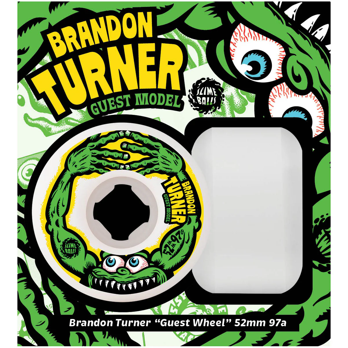 Slime Balls Skateboard Wheels 52mm Brandon Turner Guest Chubbies 97A White - Image 6