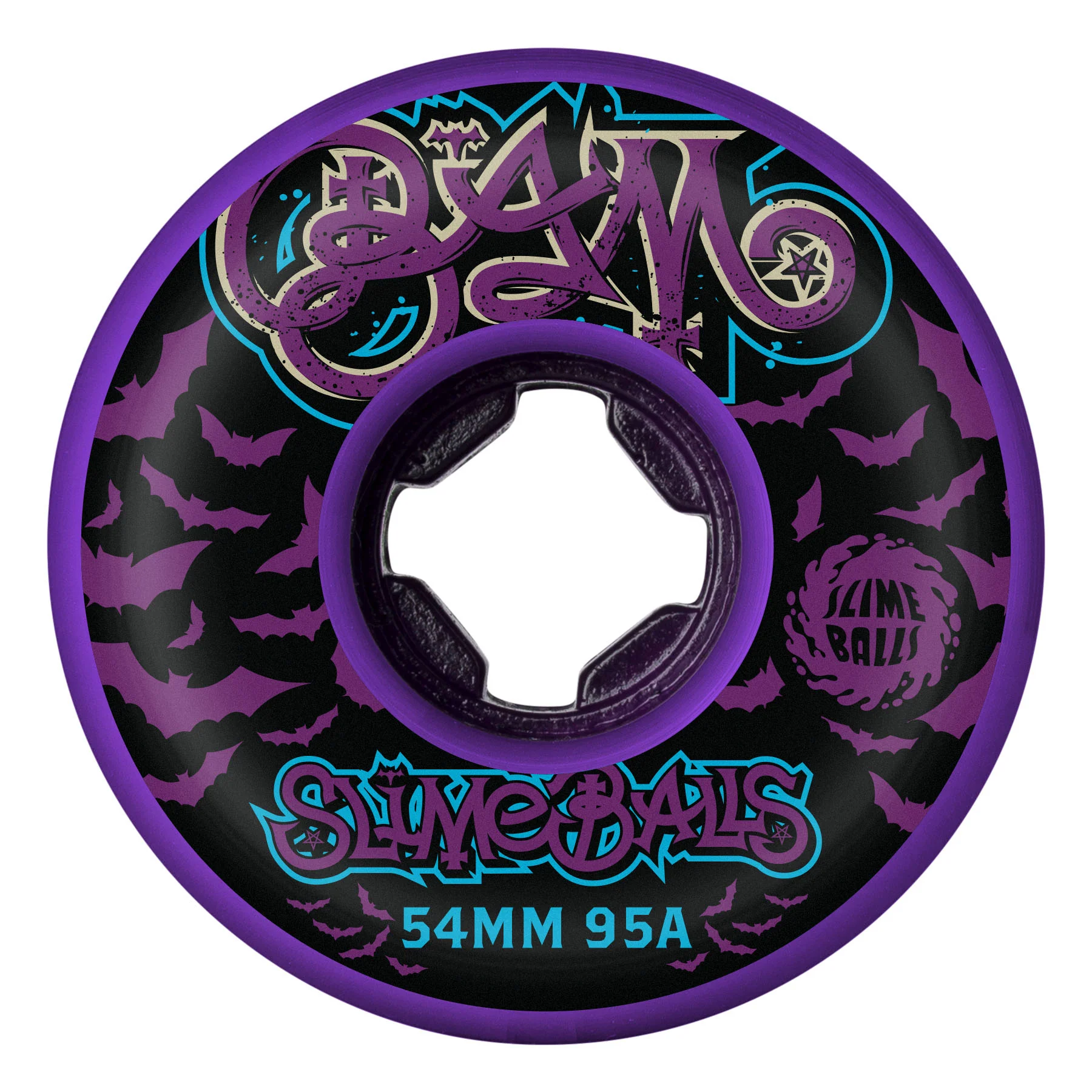 Slime Balls Skateboard Wheels 54mm Bam Margera Guest Hardline 95A Purple - Image 2