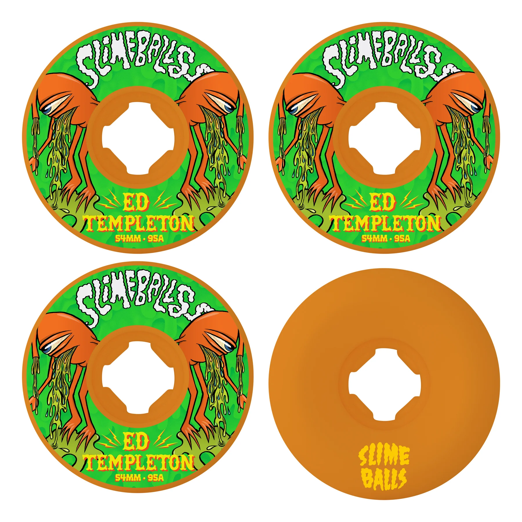 Slime Balls Skateboard Wheels 54mm Ed Templeton Vomit Mini Hardline 95A Orange