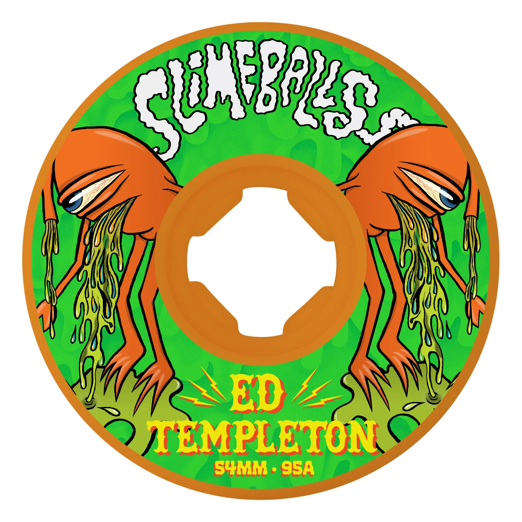 Slime Balls Skateboard Wheels 54mm Ed Templeton Vomit Mini Hardline 95A Orange - Image 3