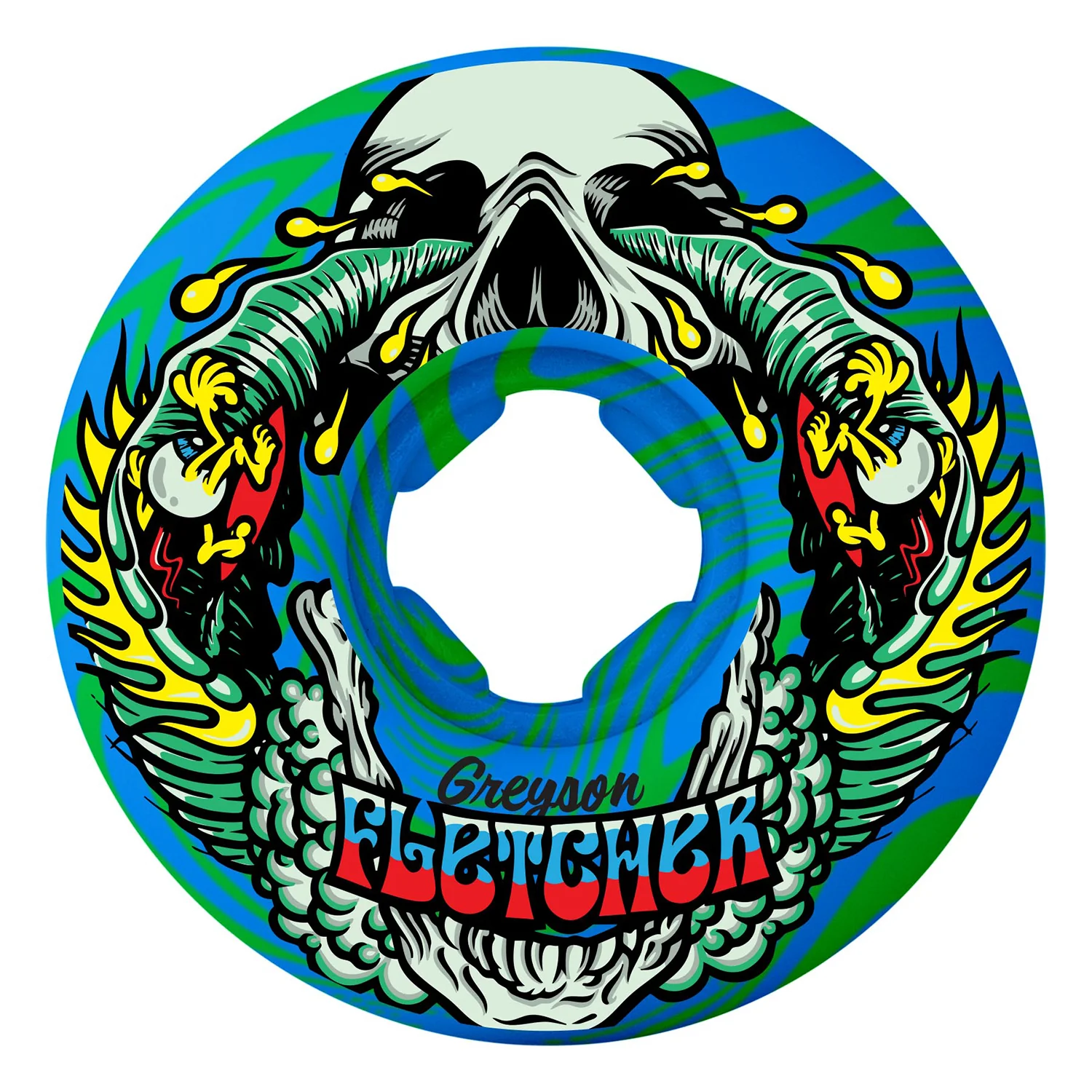 Slime Balls Skateboard Wheels 54mm Greyson Fletcher Guest Chubbies 99A Green Blue Swirl - Image 2