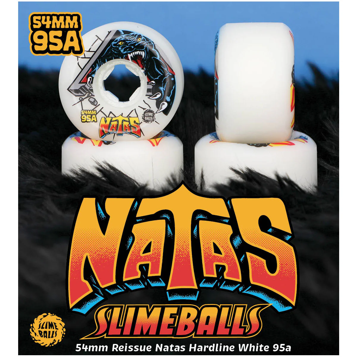 Slime Balls Skateboard Wheels 54mm Natas Kaupas Reissue Hardline 95A White - Image 6