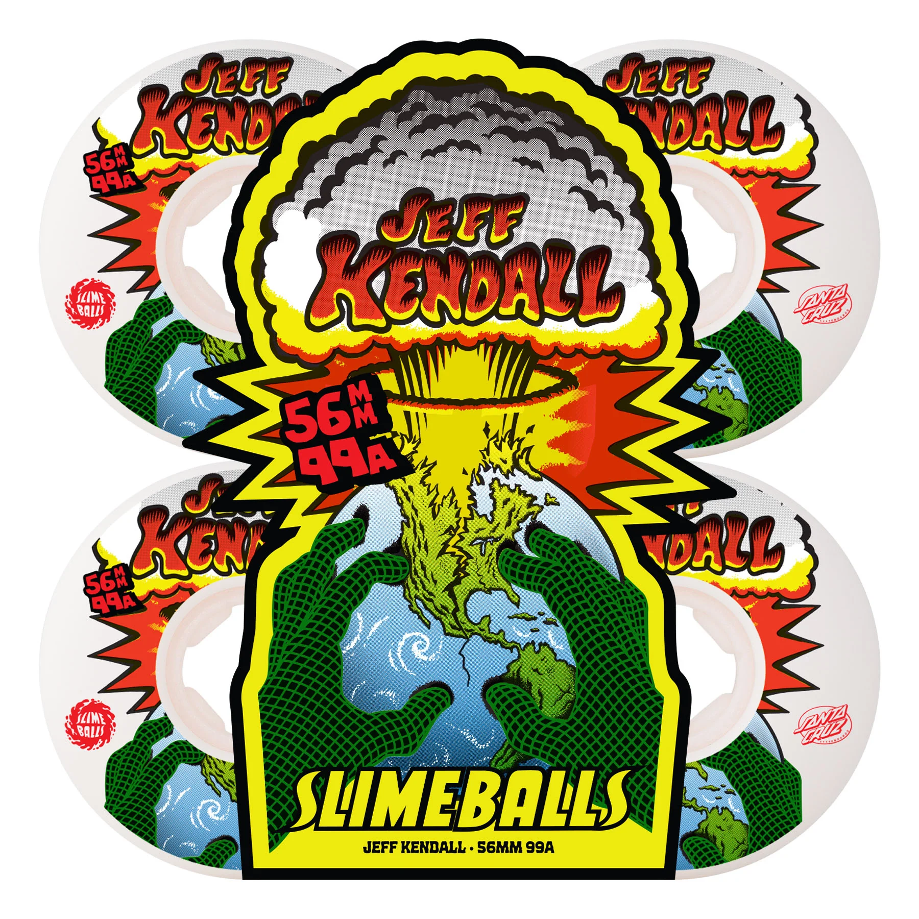 Slime Balls Skateboard Wheels 56mm Kendall End of the World Reissue Chubbies 99A White - Image 5