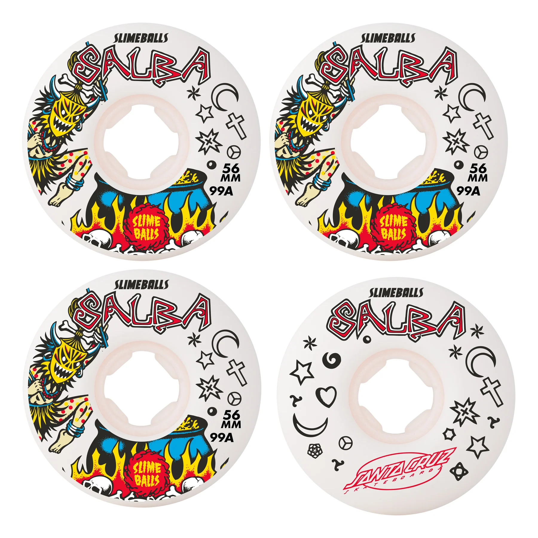 Slime Balls Skateboard Wheels 56mm Salba Witch Doctor Reissue Chubbies 99A White