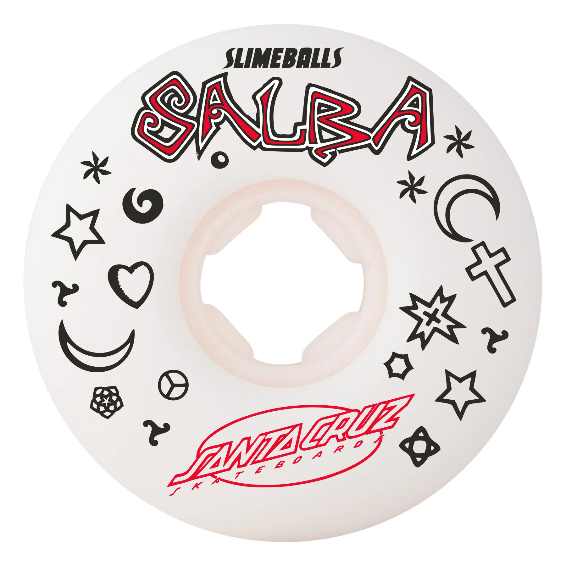 Slime Balls Skateboard Wheels 56mm Salba Witch Doctor Reissue Chubbies 99A White - Image 2