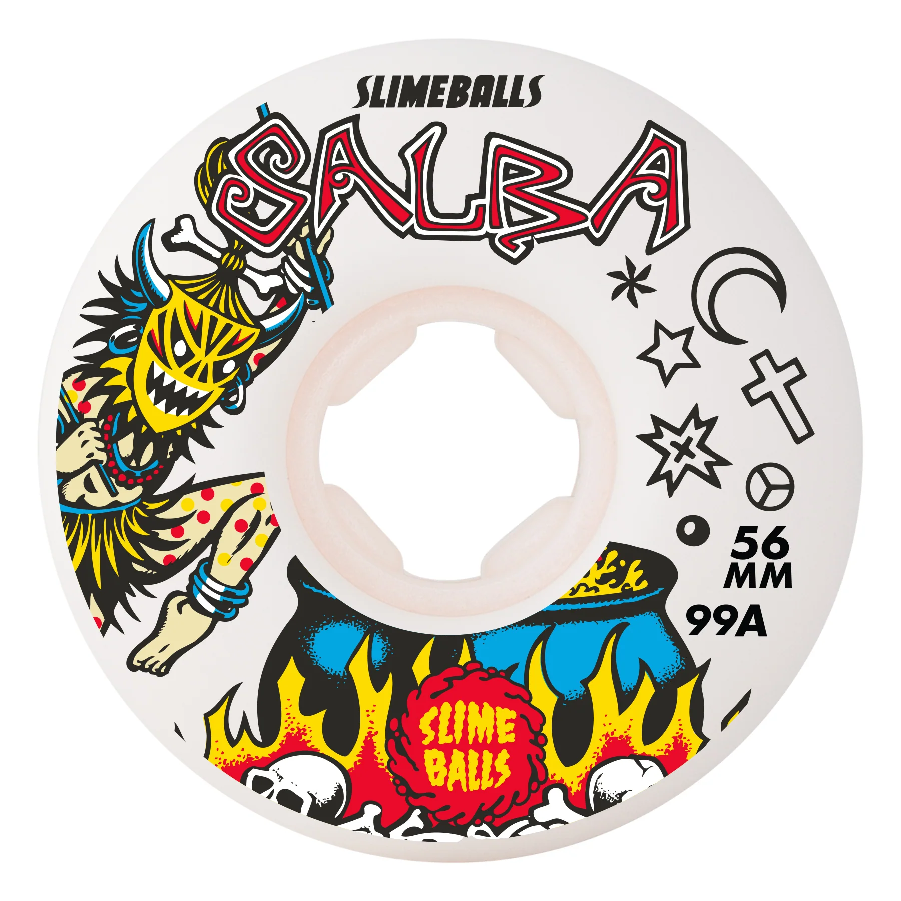 Slime Balls Skateboard Wheels 56mm Salba Witch Doctor Reissue Chubbies 99A White - Image 3