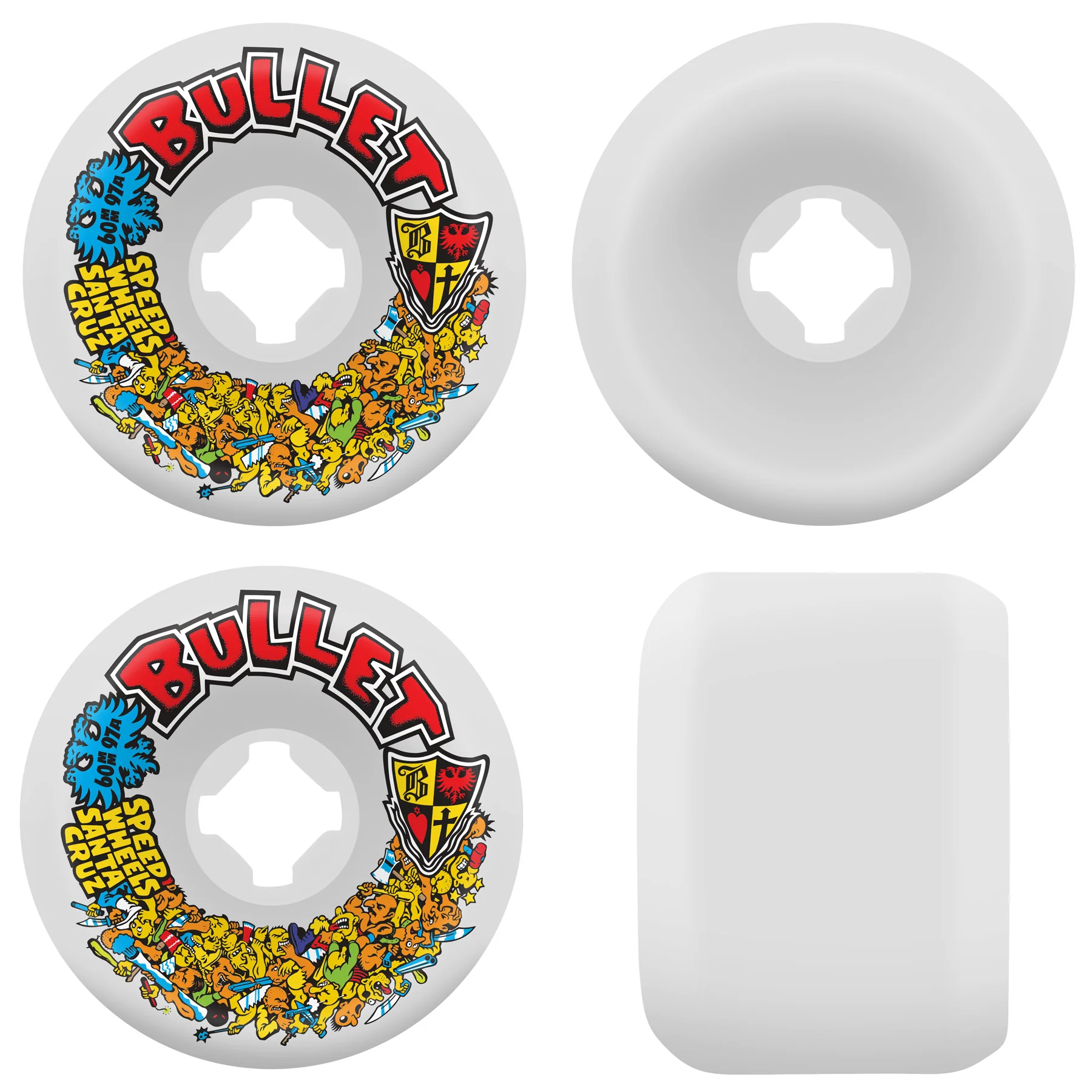 Slime Balls Skateboard Wheels 60mm Bullet Riot Vomits 97A White