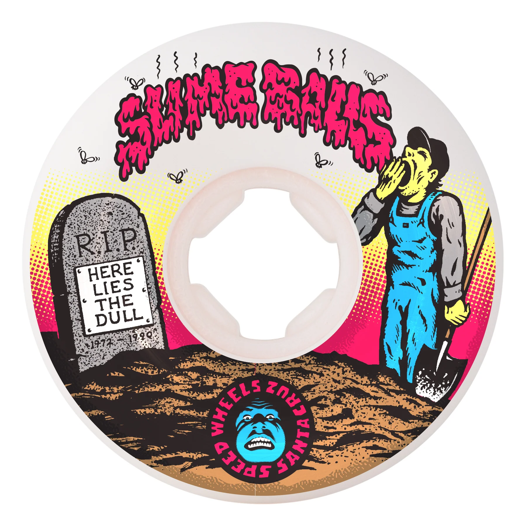 Slime Balls Skateboard Wheels 60mm Death of Dull Vomits 95A White - Image 3