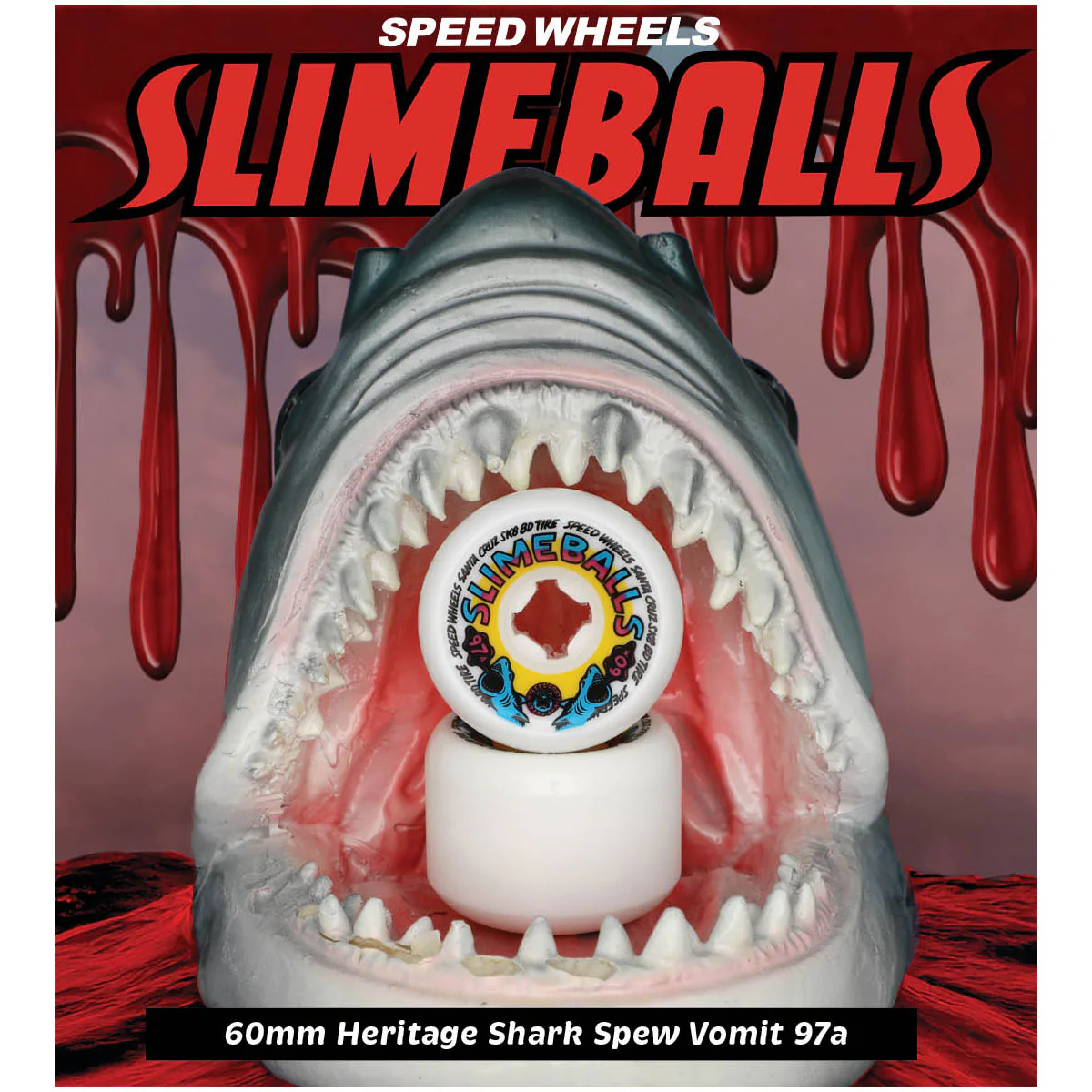 Slime Balls Skateboard Wheels 60mm Heritage Shark Spew Vomits 97A White - Image 6