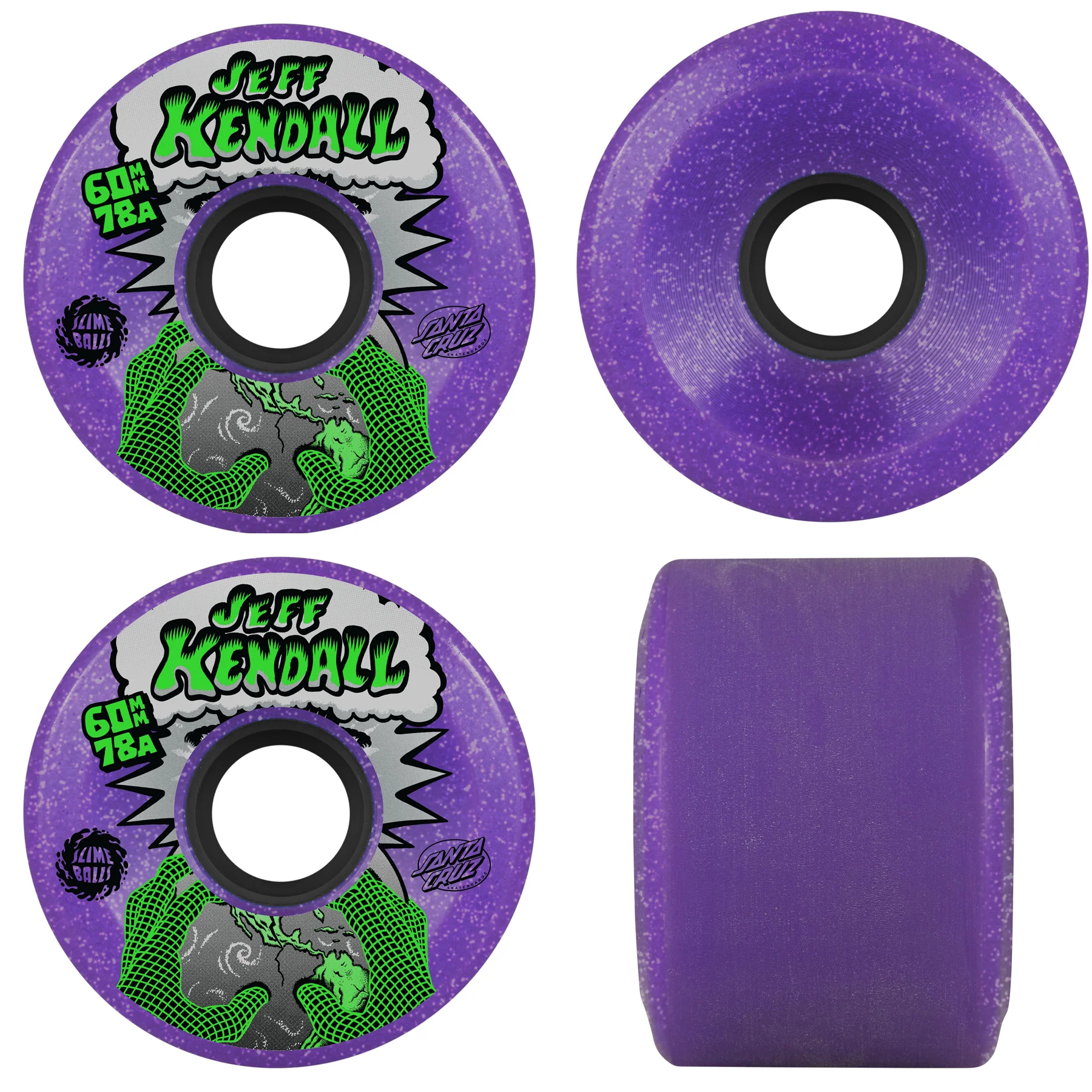 Slime Balls Skateboard Wheels 60mm Kendall End of the World Reissue OG Slime 78A Purple