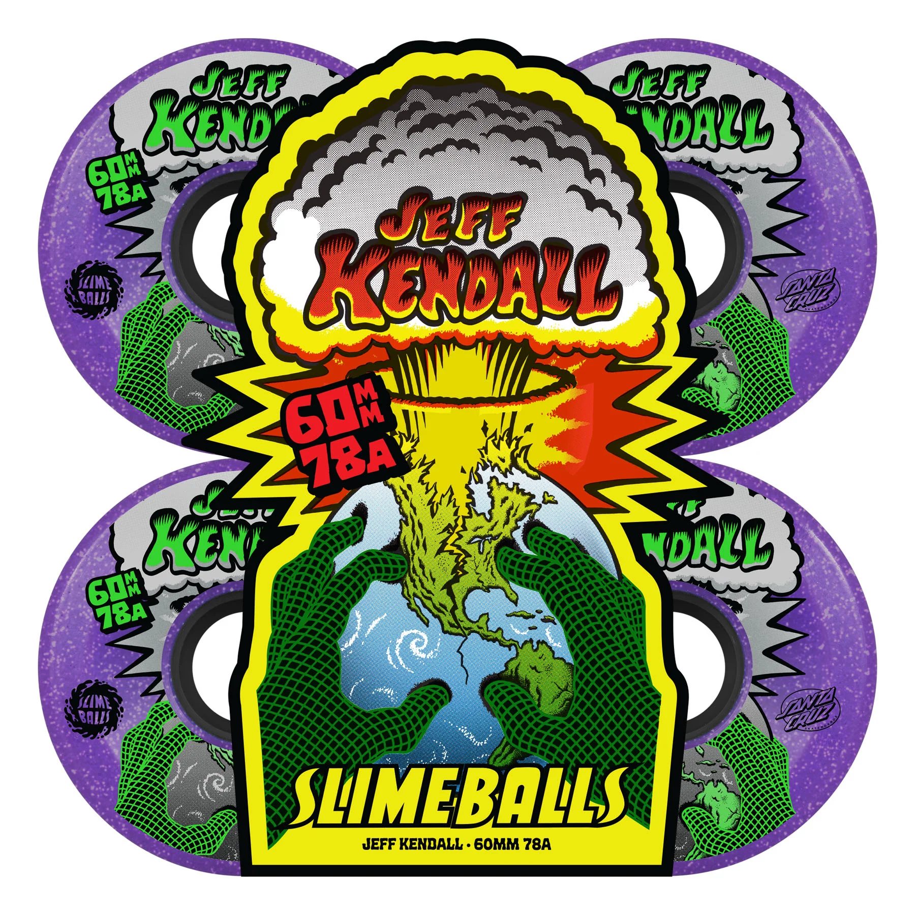 Slime Balls Skateboard Wheels 60mm Kendall End of the World Reissue OG Slime 78A Purple - Image 5