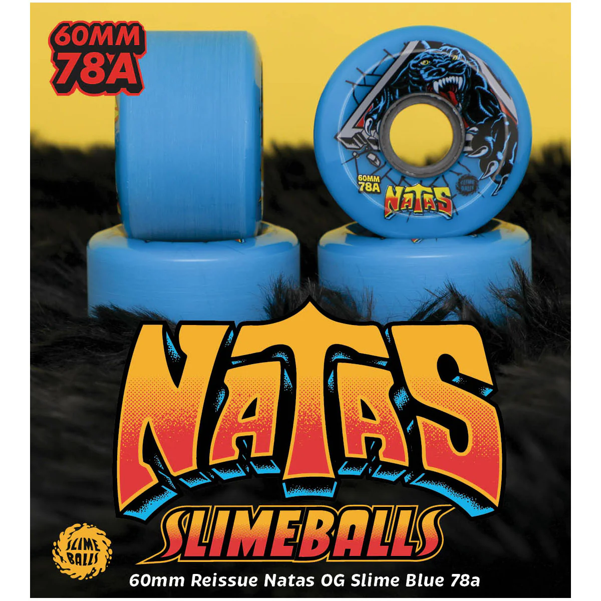 Slime Balls Skateboard Wheels 60mm Natas Kaupas Reissue OG Slime 78A Blue - Image 6