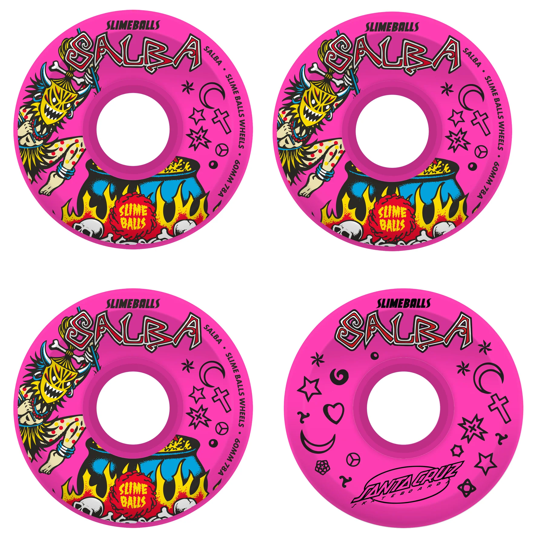Slime Balls Skateboard Wheels 60mm Salba Witch Doctor Reissue OG Slime 78A Pink