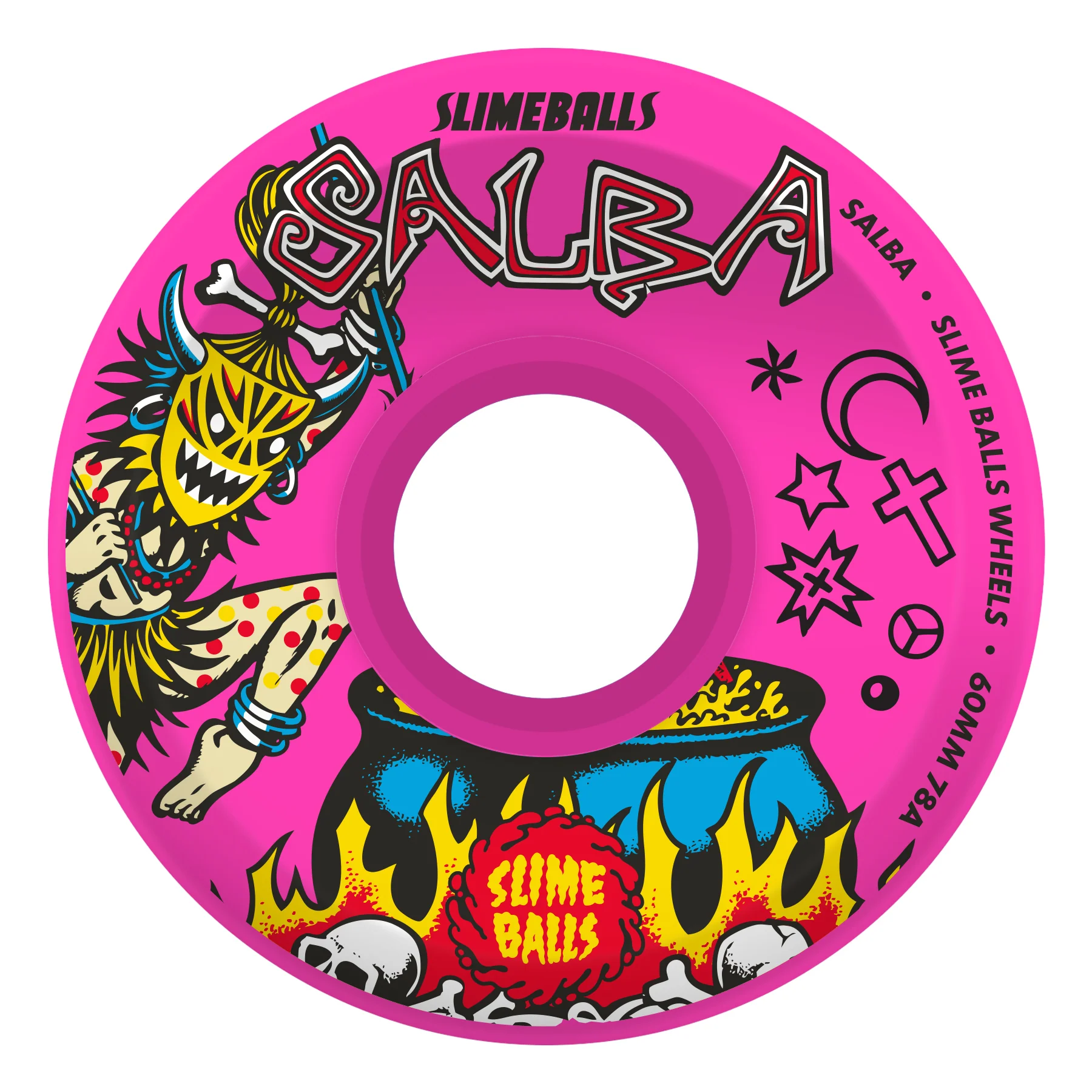 Slime Balls Skateboard Wheels 60mm Salba Witch Doctor Reissue OG Slime 78A Pink - Image 3