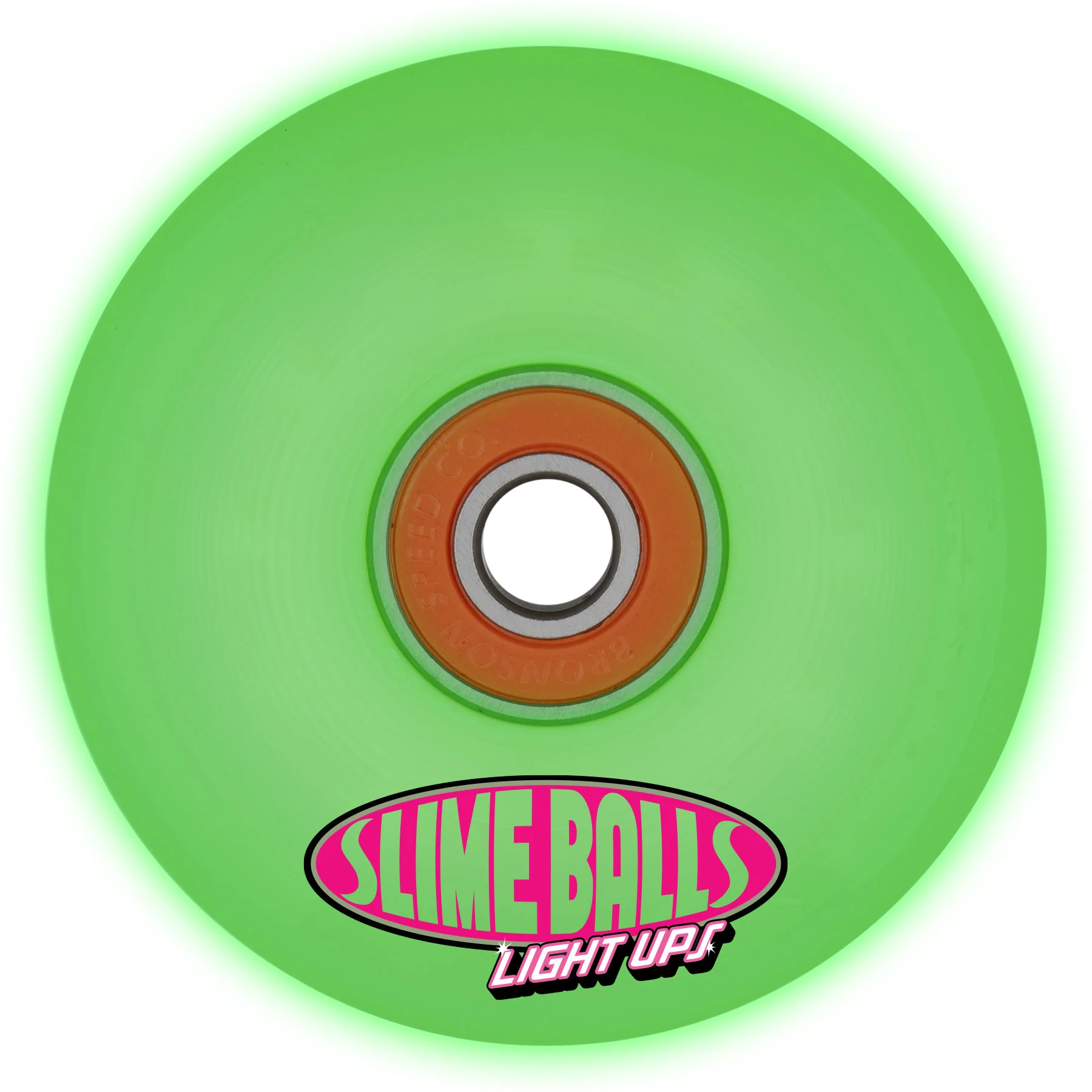 Slime Balls Skateboard Wheels 66mm Friends of Planet 9 Light Ups OG 78A w/ Bronson Bearings Glow - Image 3