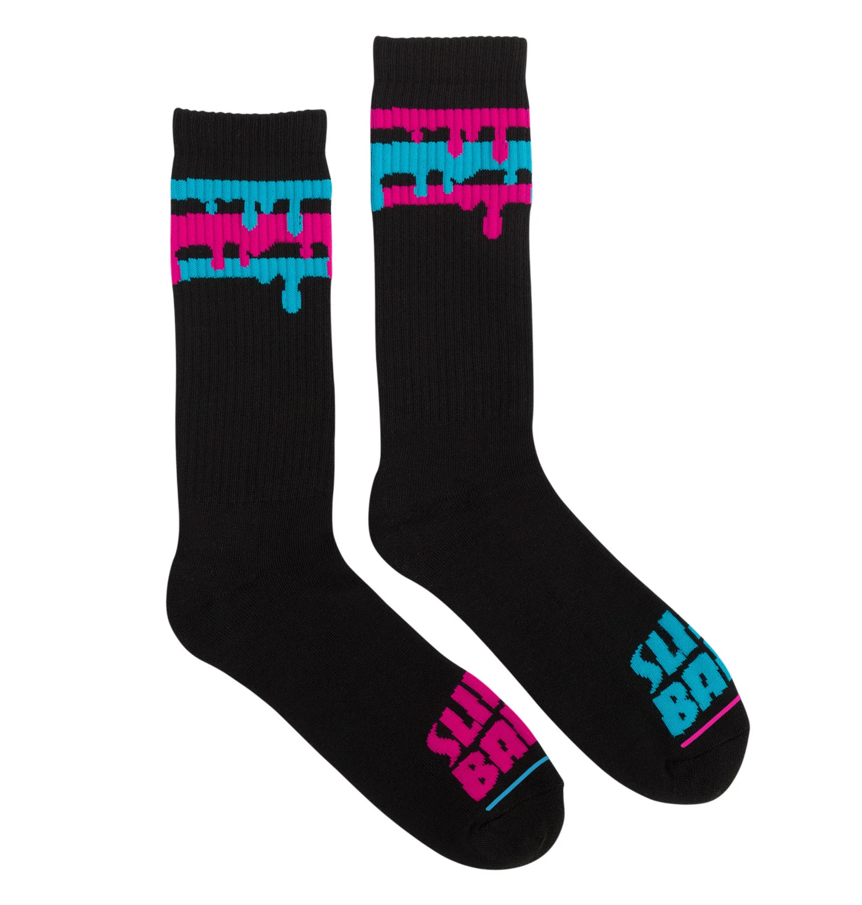 Slime Balls Skateboard Wheels Socks Drip Strip Crew Black - Image 2